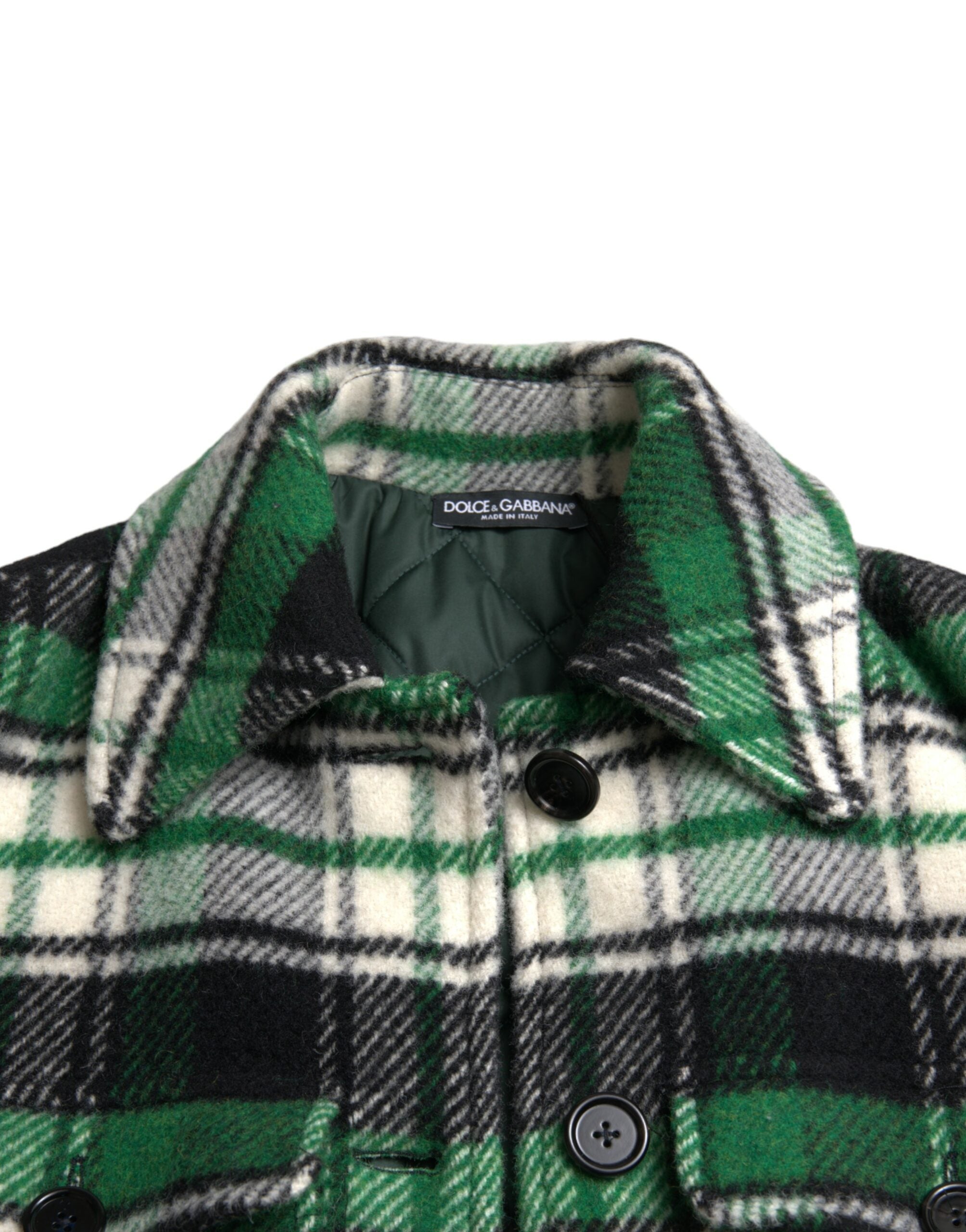 Dolce & Gabbana Grün karierter Langarm-Langarm-Mantel Jacke