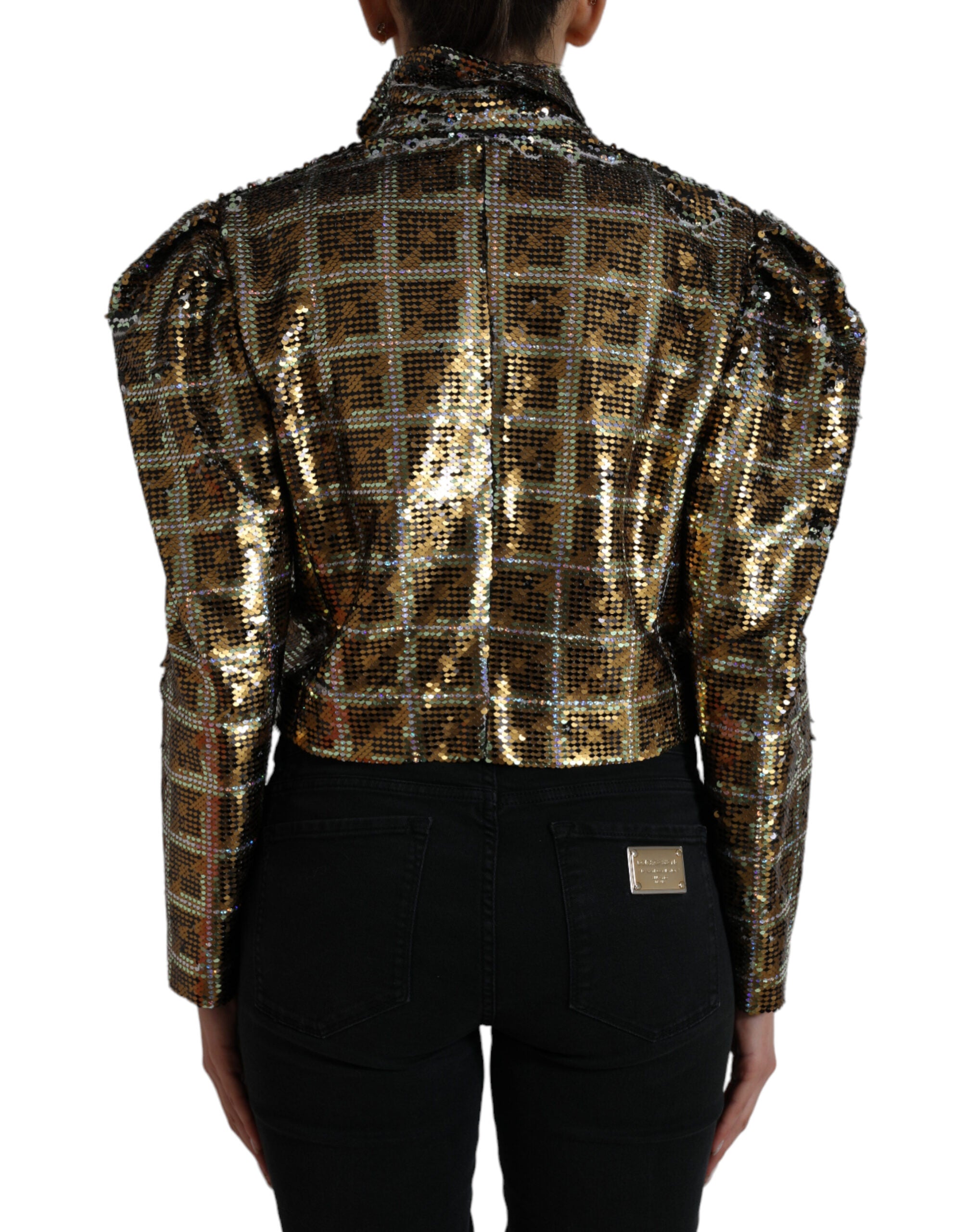 Dolce & Gabbana Gekürzte Jacke mit Pailletten aus mehrfarbigem Polyester