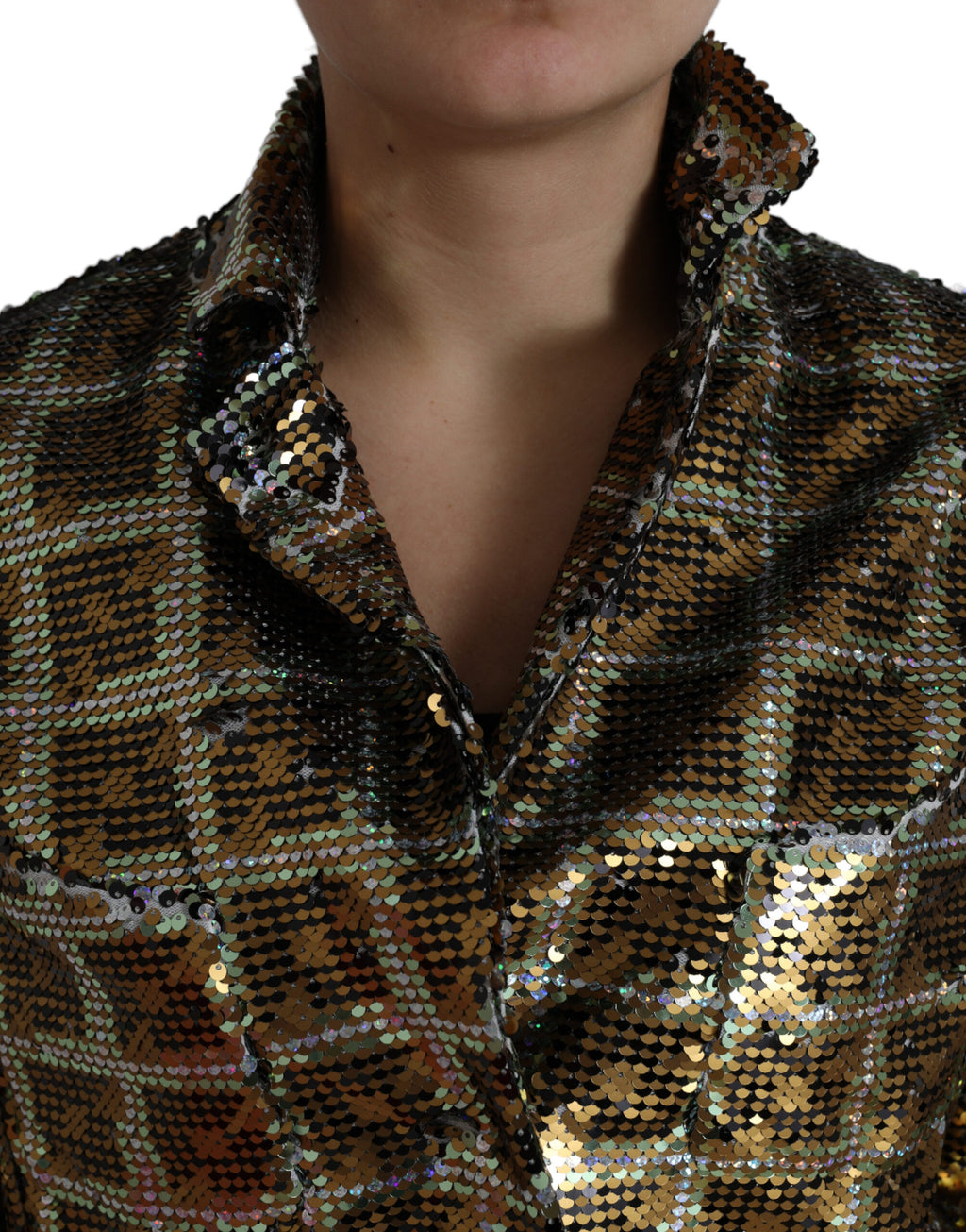 Dolce & Gabbana Gekürzte Jacke mit Pailletten aus mehrfarbigem Polyester