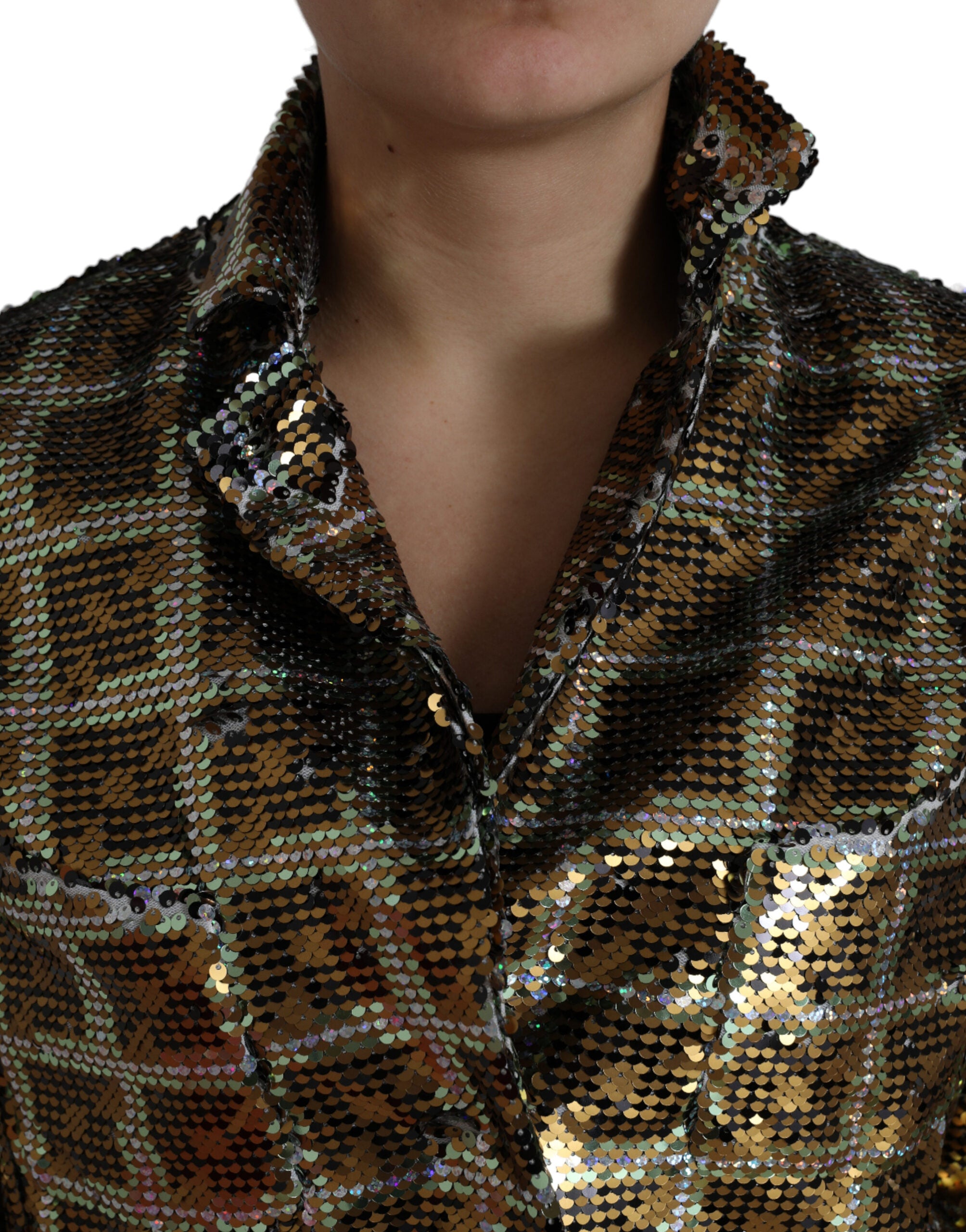 Dolce & Gabbana Gekürzte Jacke mit Pailletten aus mehrfarbigem Polyester