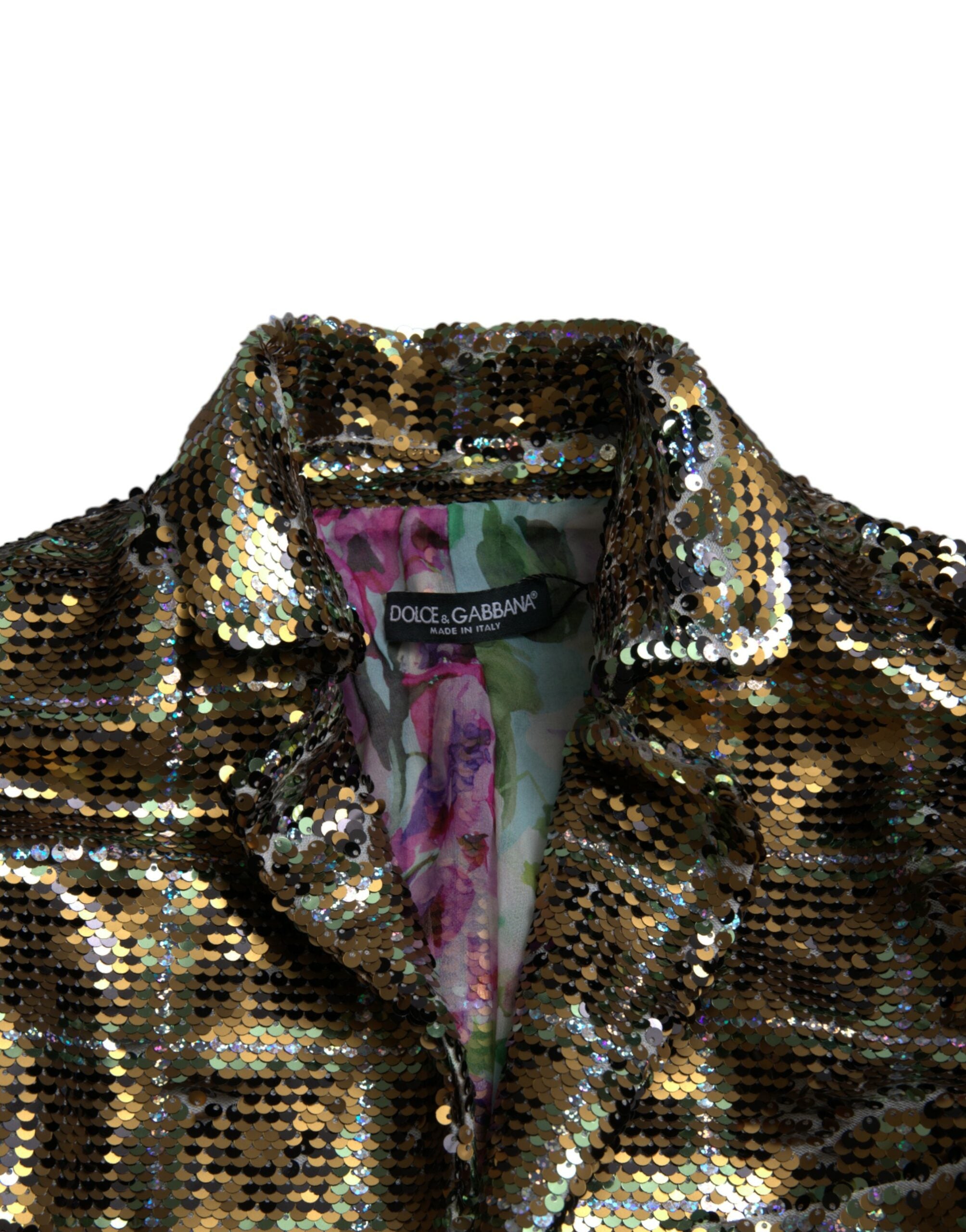 Dolce & Gabbana Gekürzte Jacke mit Pailletten aus mehrfarbigem Polyester