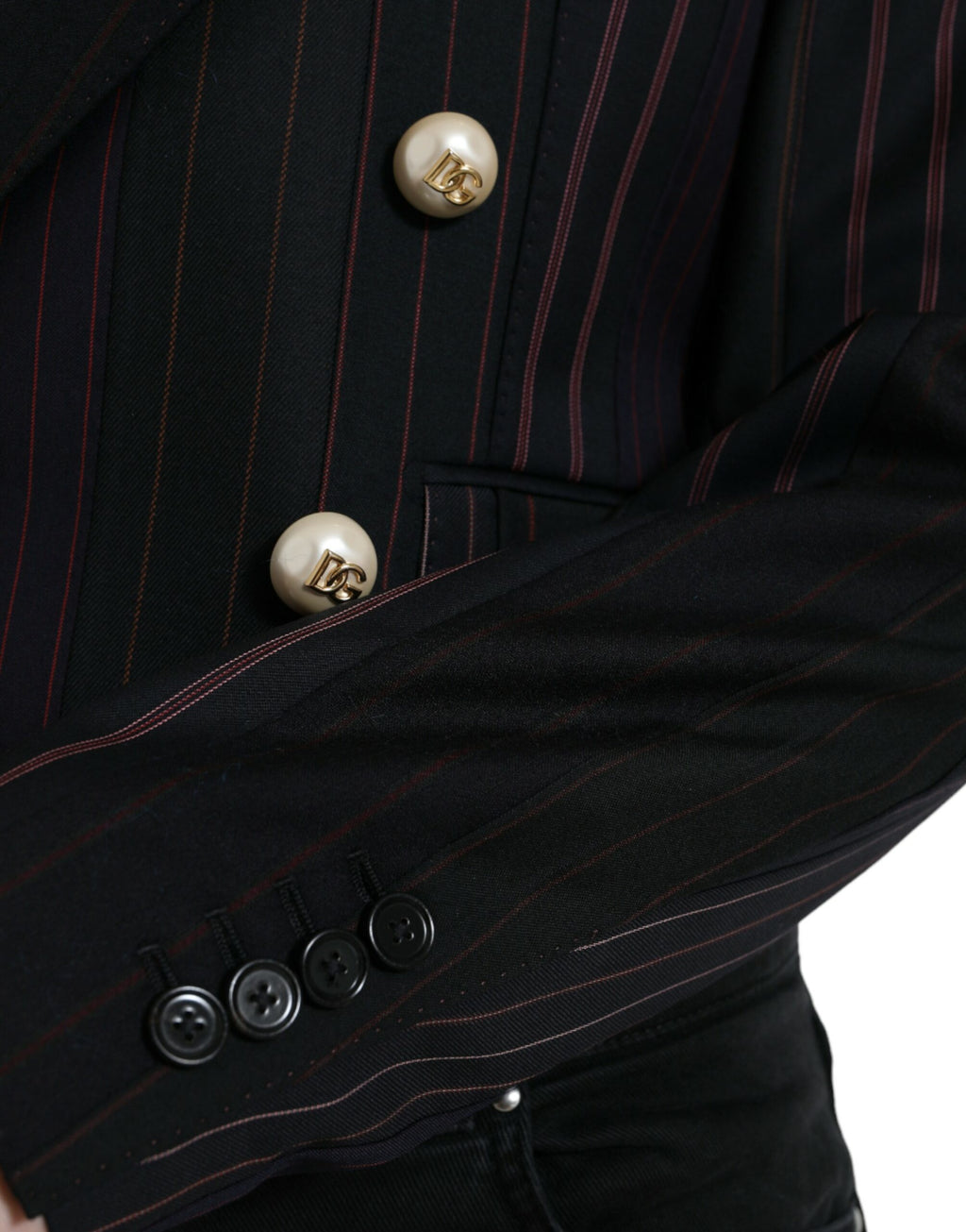 Dolce & Gabbana Schwarz gestreifte SICILIA Zweireiher-Jacke