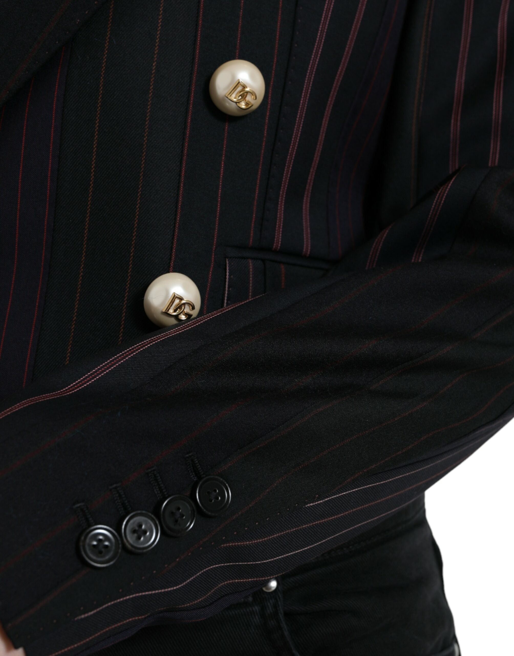 Dolce & Gabbana Schwarz gestreifte SICILIA Zweireiher-Jacke