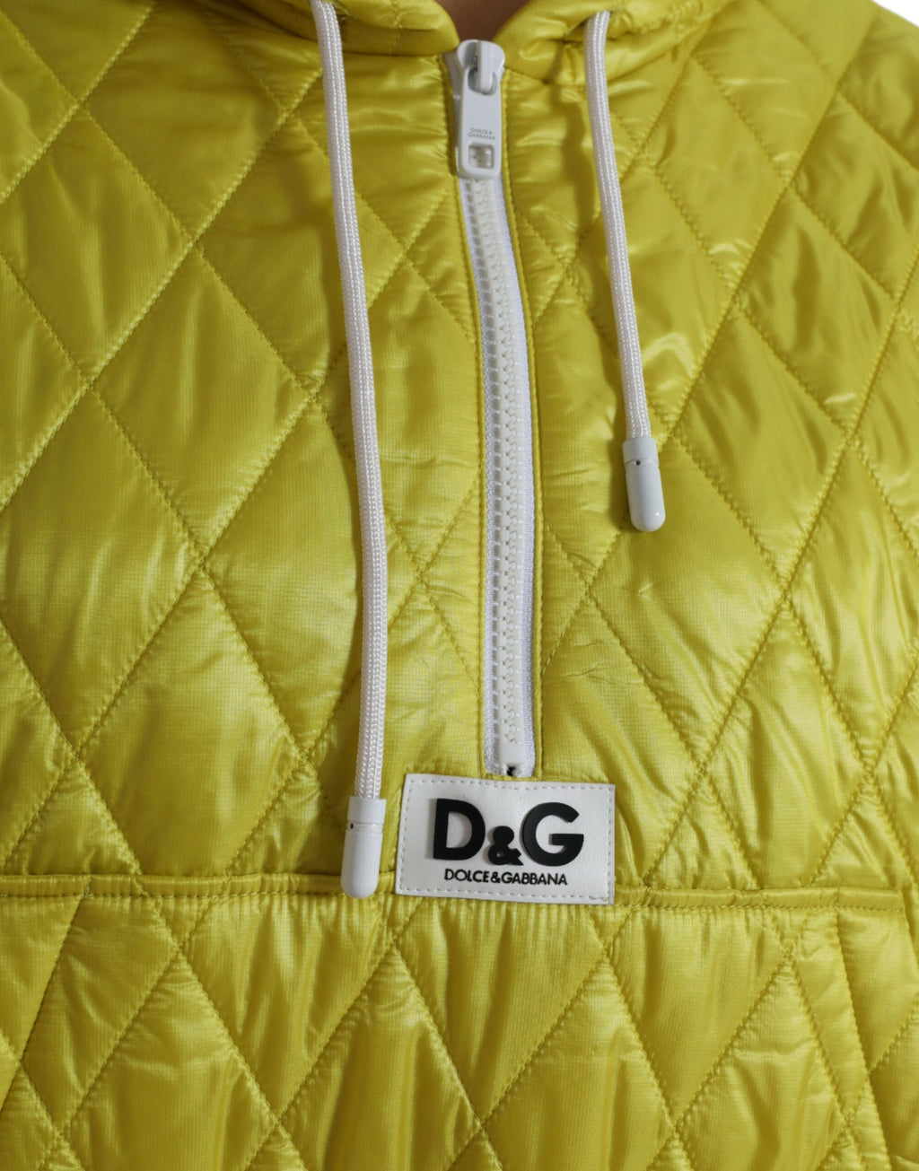 Dolce & Gabbana Gelbe Nylon Steppjacke mit Kapuze und Pullover