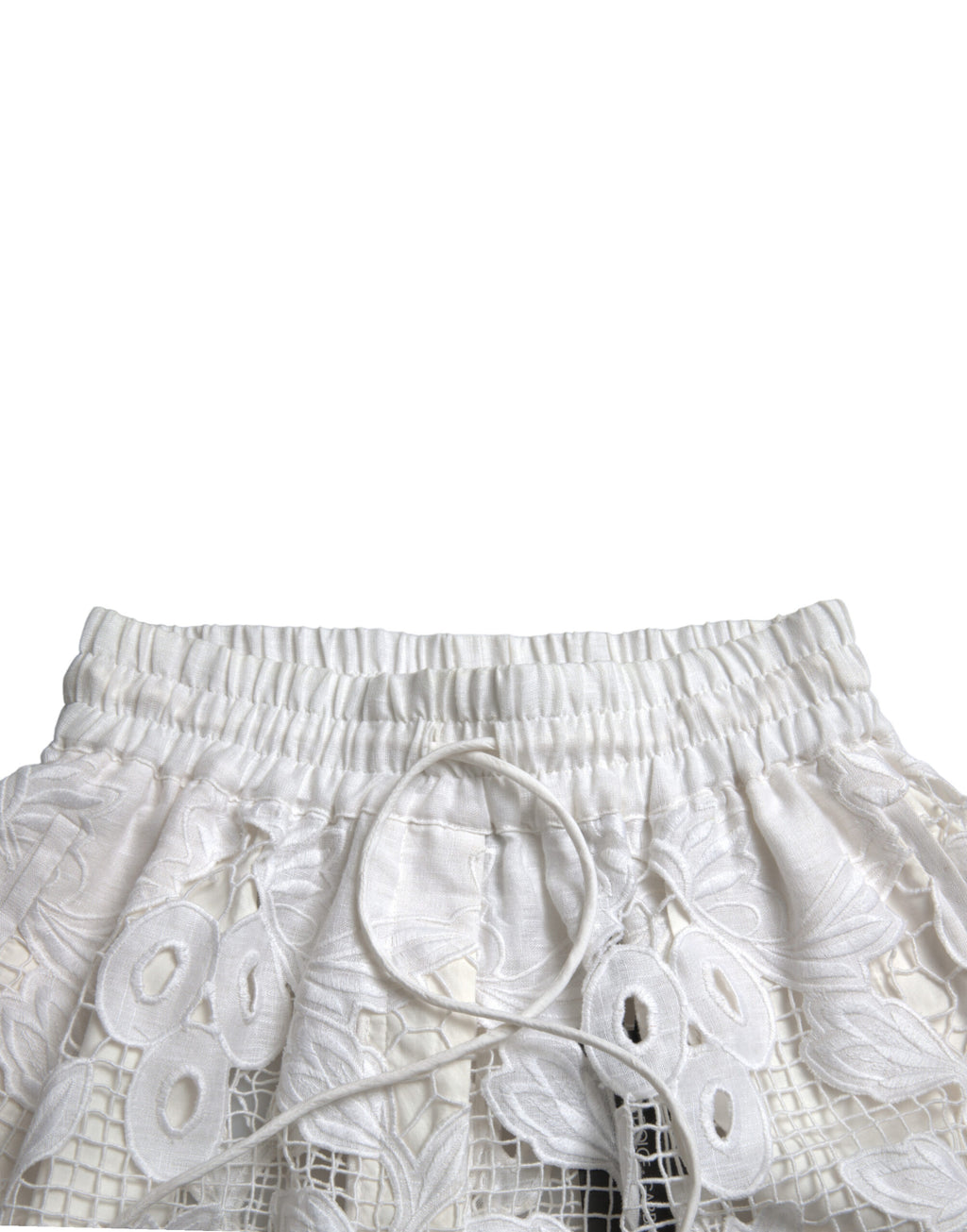 Dolce & Gabbana Weiße Bermudashorts mit hoher Taille und Ausschnitt aus Baumwolle