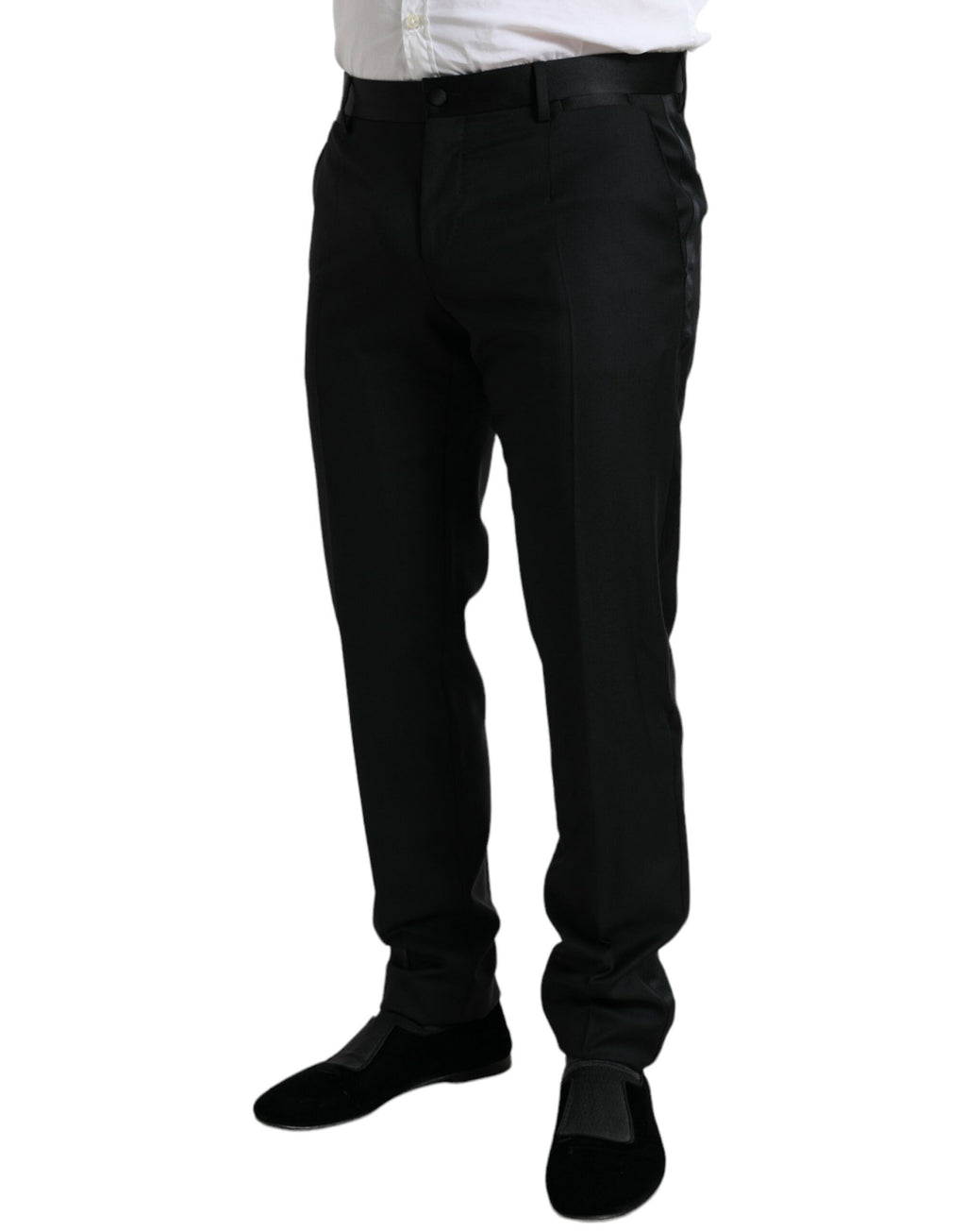 Dolce & Gabbana Schwarze Wolle Slim Fit Formal Trouser Dress Pants
