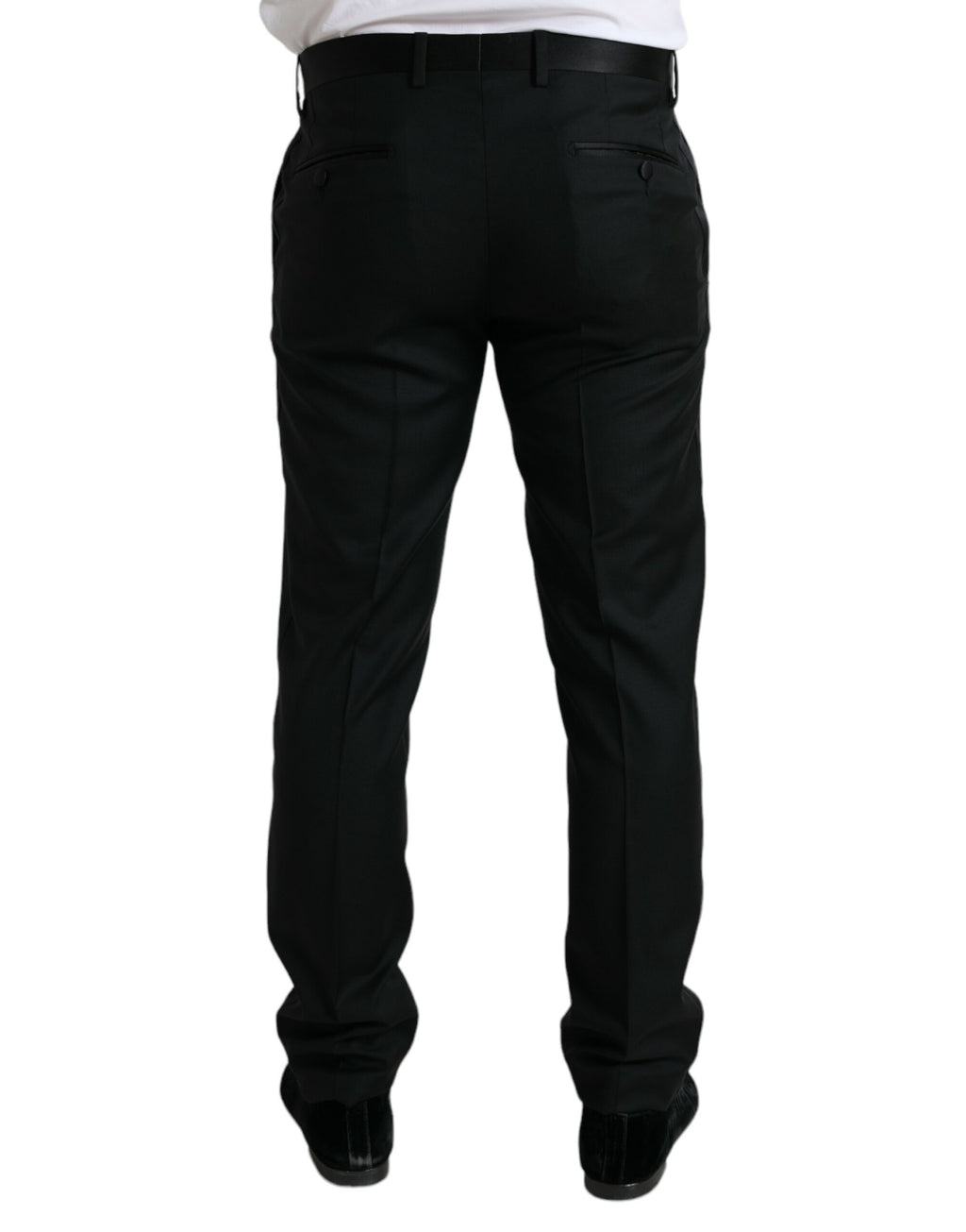 Dolce & Gabbana Schwarze Wolle Slim Fit Formal Trouser Dress Pants