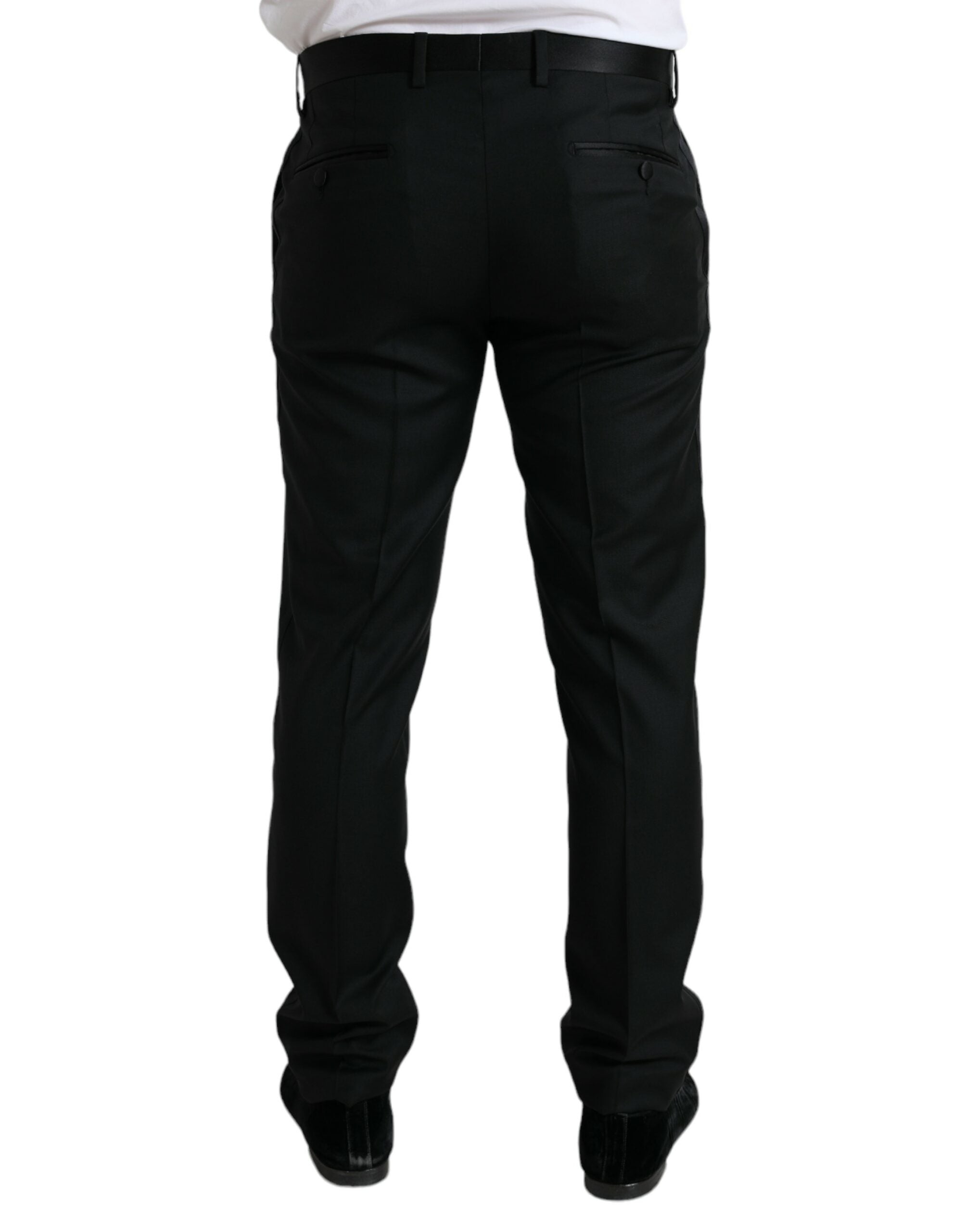 Dolce & Gabbana Schwarze Wolle Slim Fit Formal Trouser Dress Pants