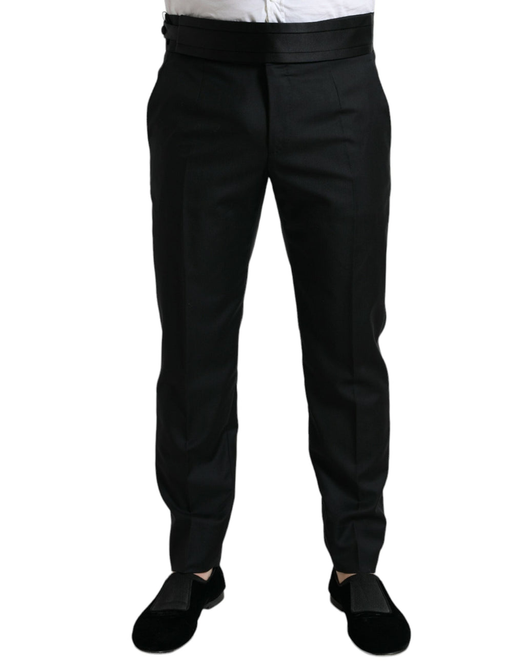 Dolce & Gabbana Schwarze Wolle Slim Fit Formal Trouser Dress Pants