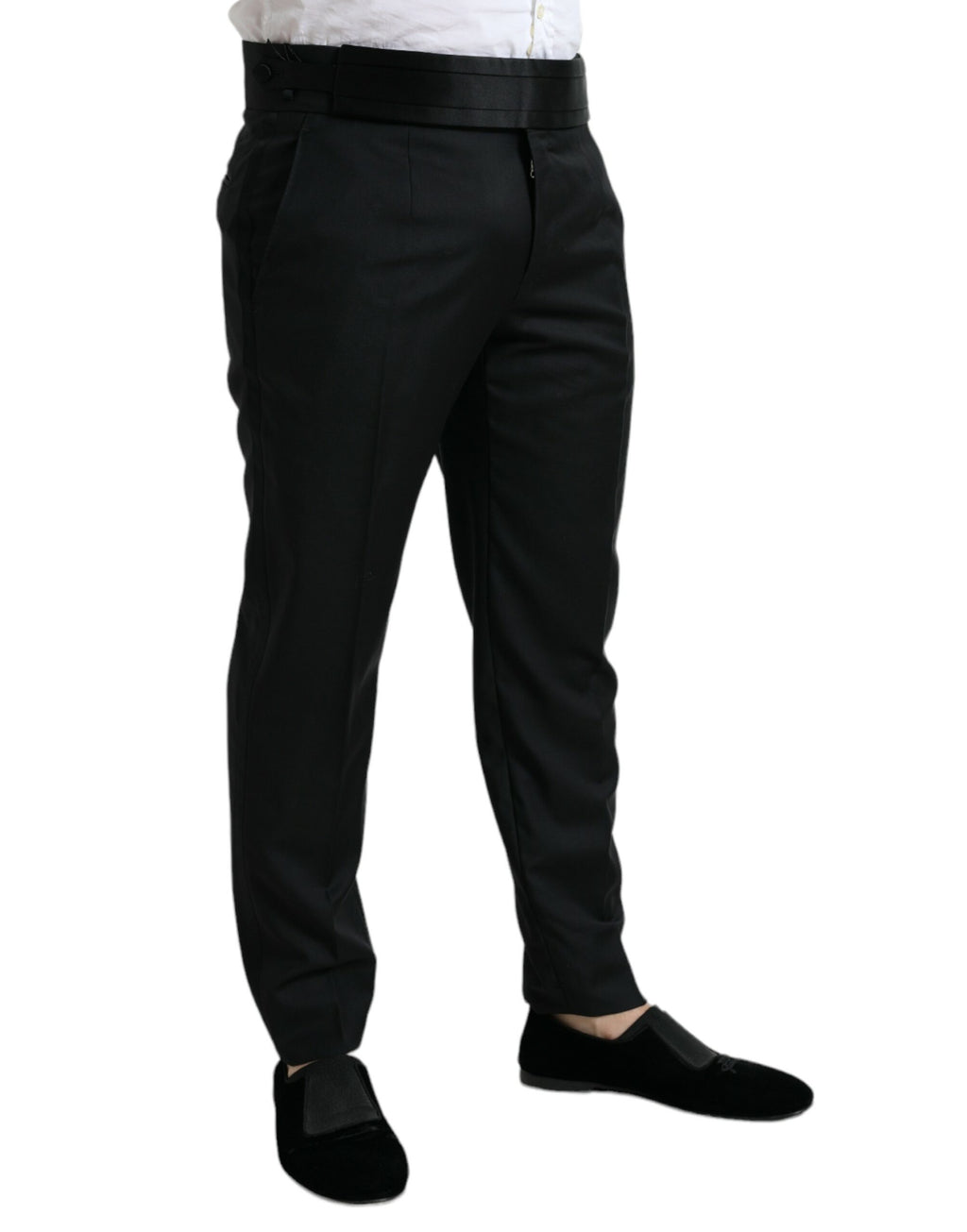 Dolce & Gabbana Schwarze Wolle Slim Fit Formal Trouser Dress Pants