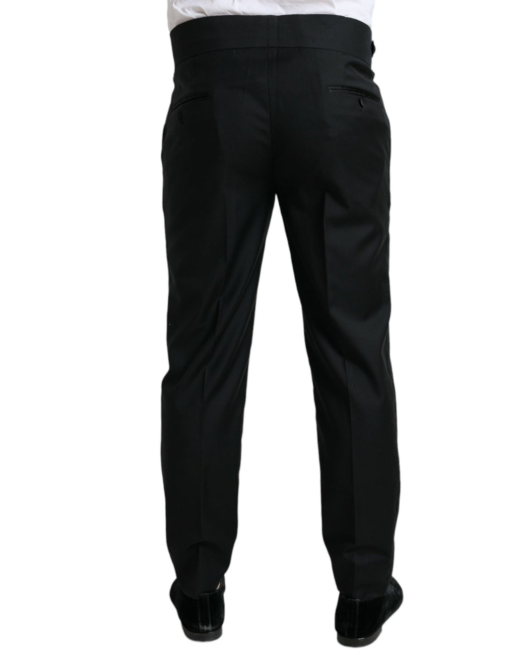 Dolce & Gabbana Schwarze Wolle Slim Fit Formal Trouser Dress Pants