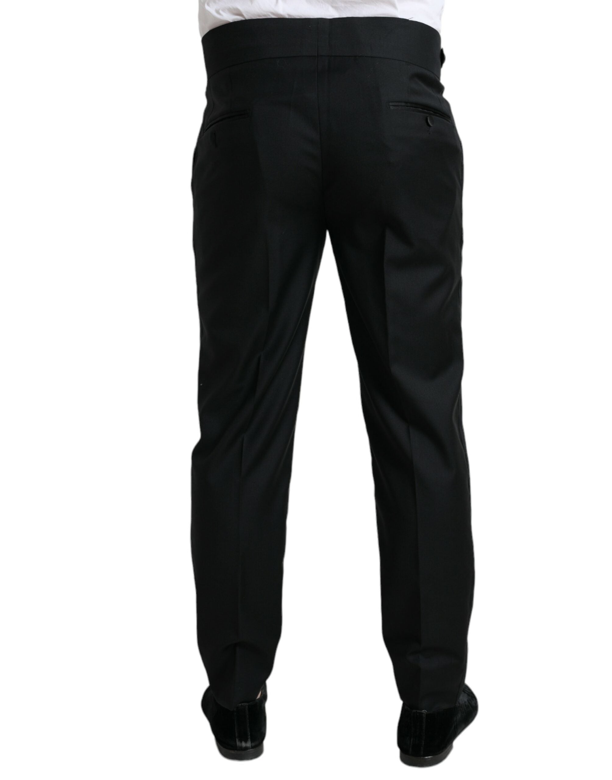 Dolce & Gabbana Schwarze Wolle Slim Fit Formal Trouser Dress Pants