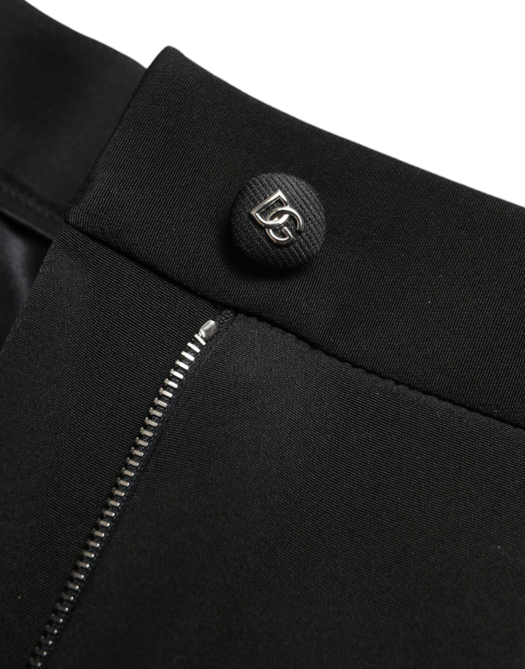 Dolce & Gabbana Schwarze Woll-Stretch-Hose mit hoher Taille in Skinny-Form