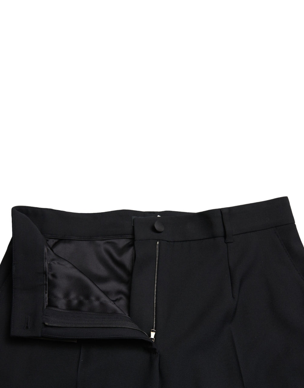 Dolce & Gabbana Gerade Hose aus schwarzer Wolle mit hoher Taille