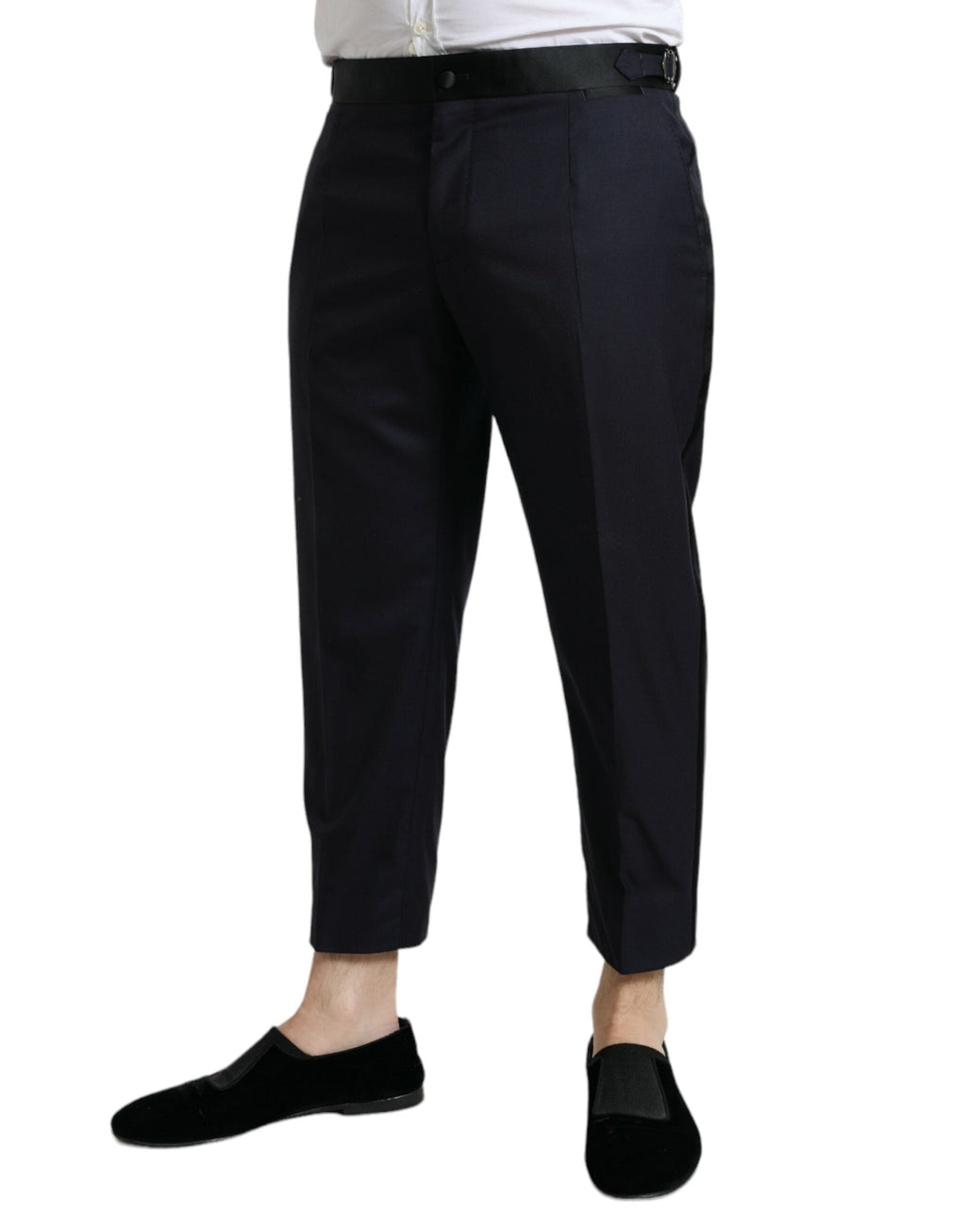 Dolce & Gabbana Blaue Woll-Cropped-Tapered-Hose