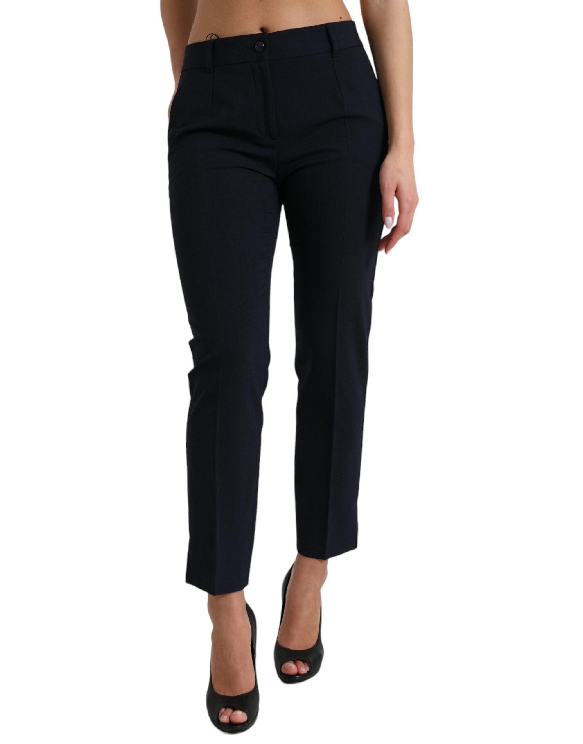 Dolce & Gabbana Blaue Mid Waist Tapered Cropped Pants