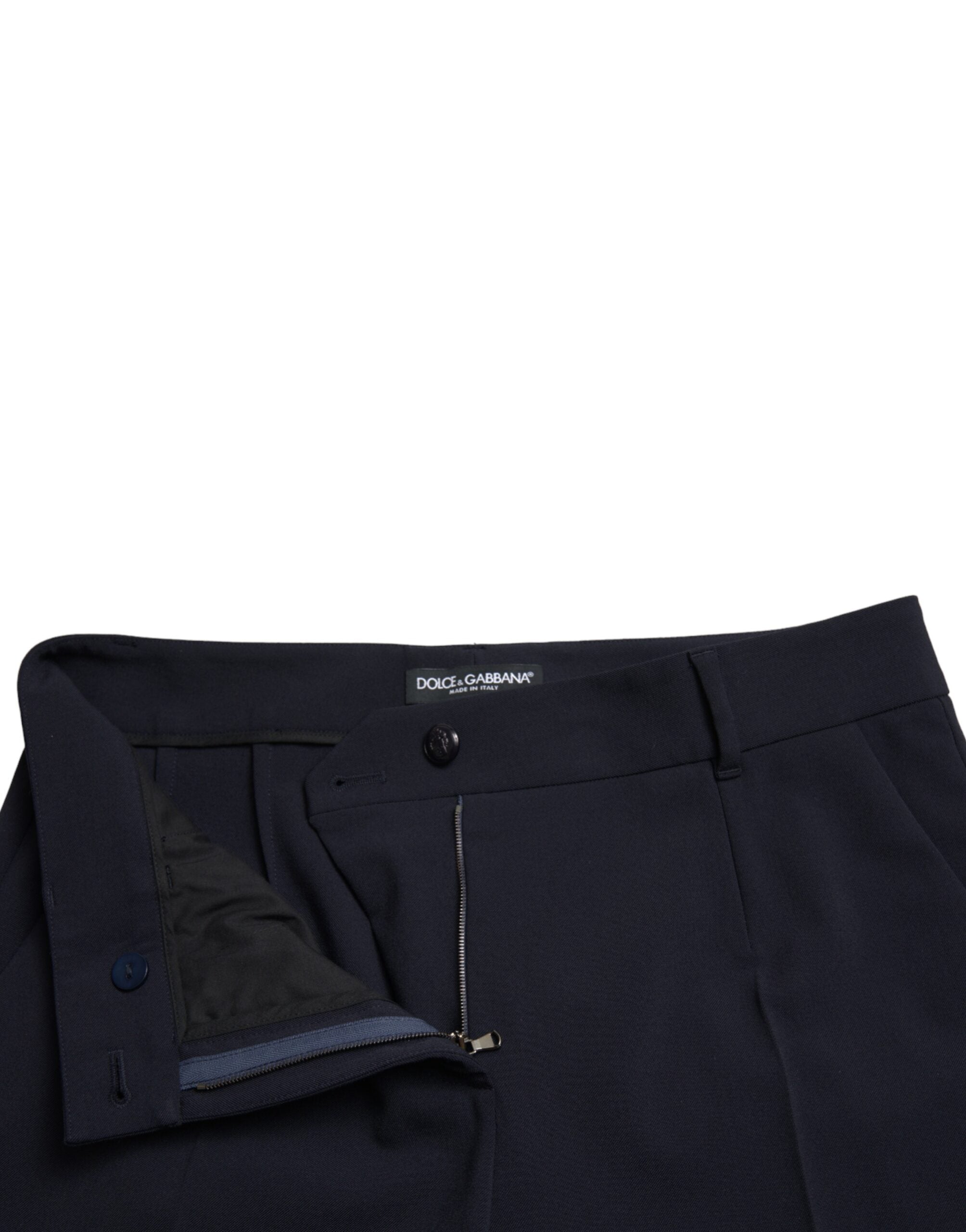 Dolce & Gabbana Blaue Mid Waist Tapered Cropped Pants