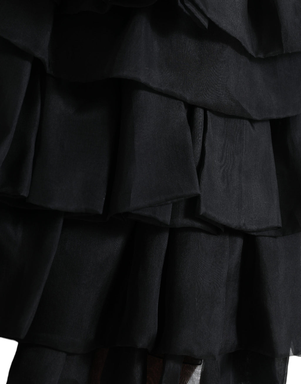 Dolce & Gabbana Schwarzer gestufter Aline Seidenminirock mit hoher Taille
