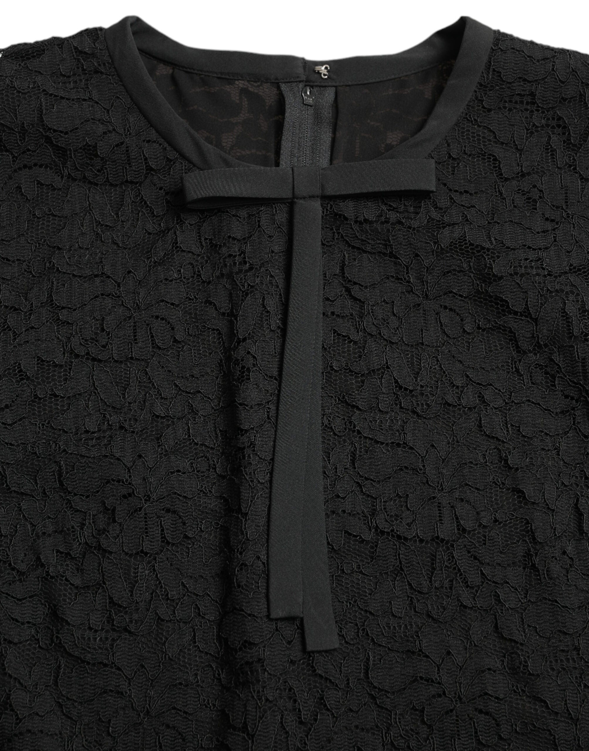 Dolce & Gabbana Schwarzes STAFF Bluse Floral Lace Nylon Top