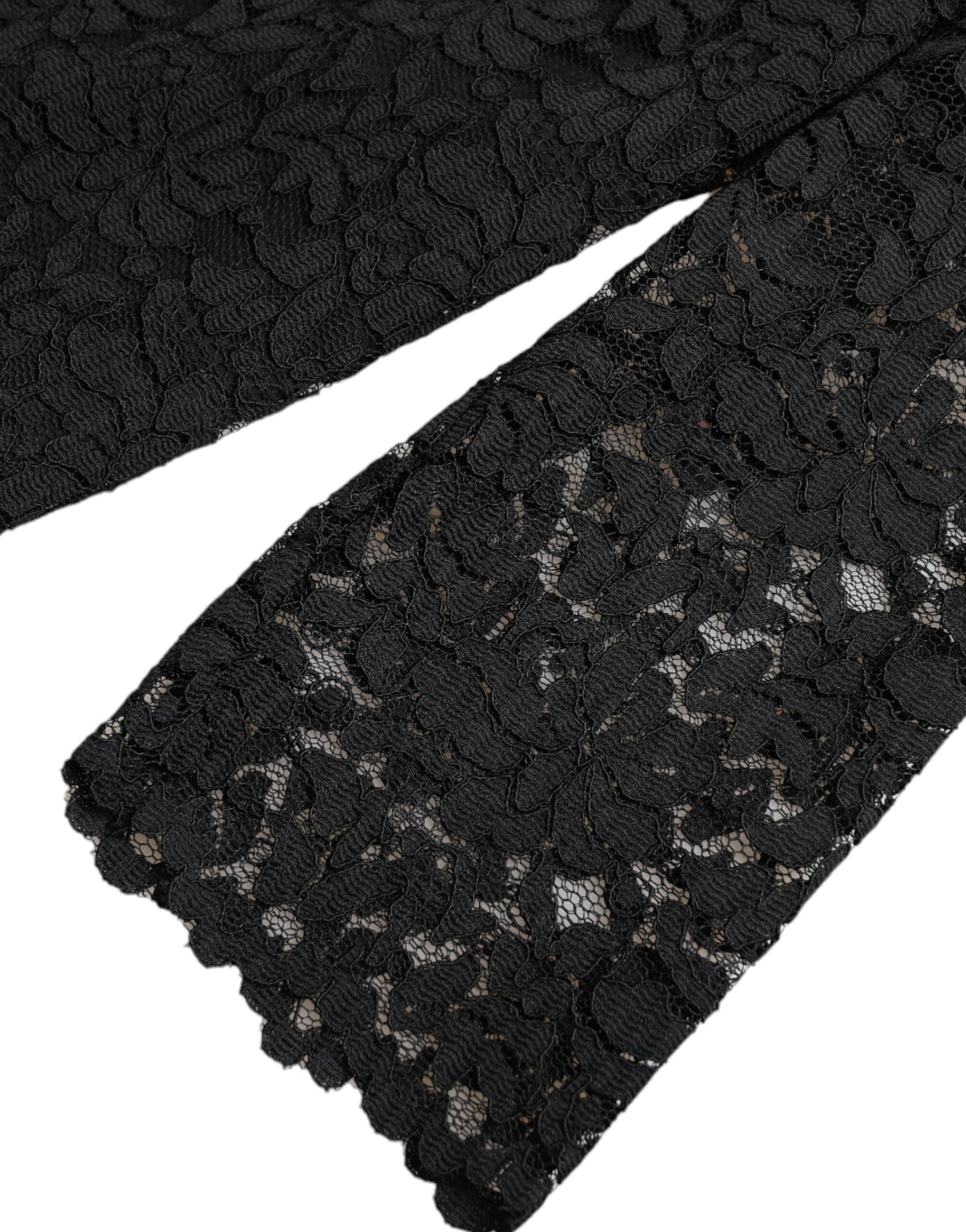 Dolce & Gabbana Schwarzes STAFF Bluse Floral Lace Nylon Top