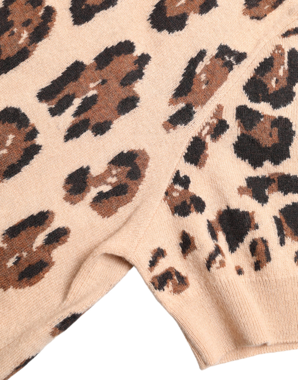 Dolce & Gabbana Beigefarbenes Rollkragenpullover aus Wolle mit Leopardenmuster