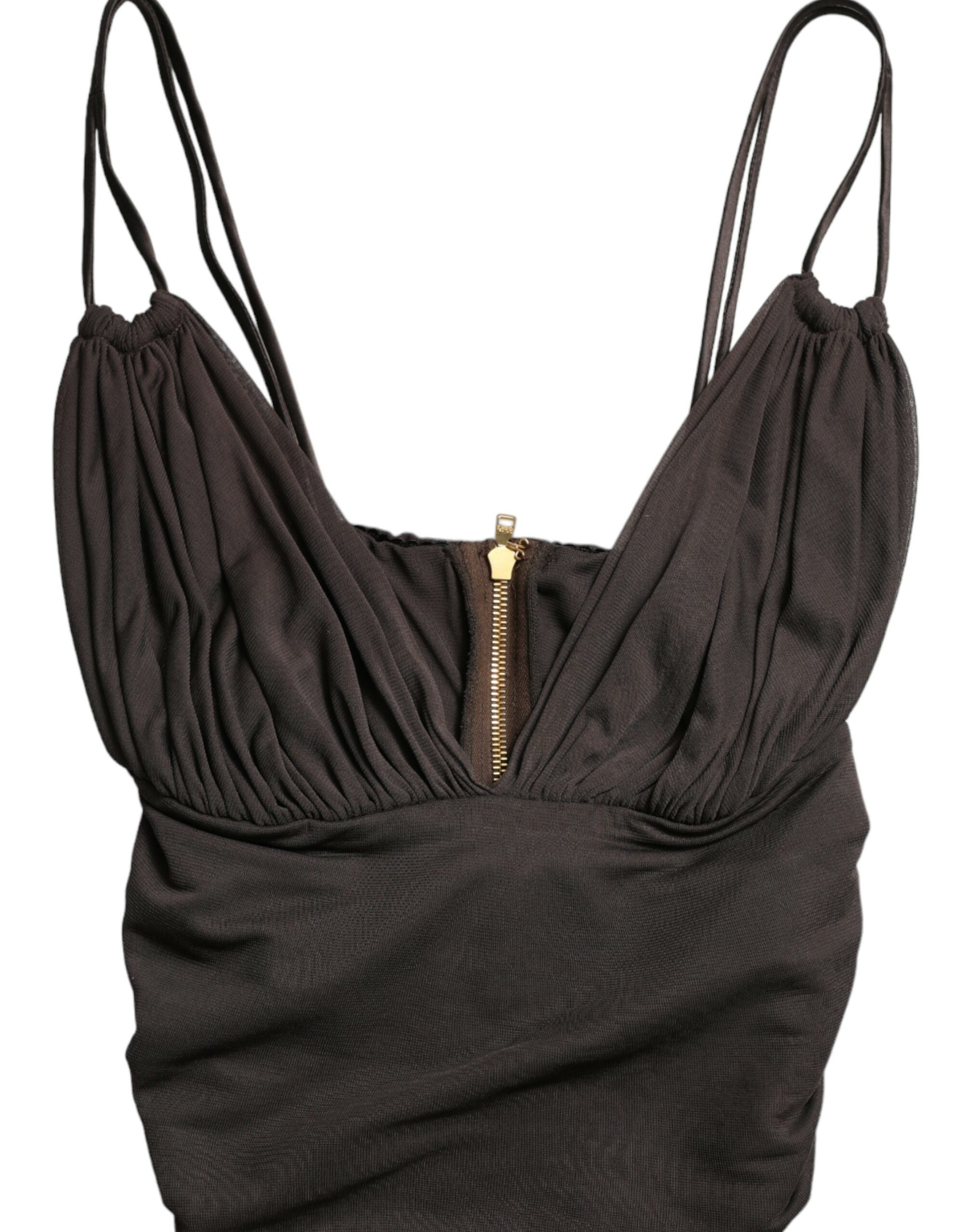 Dolce & Gabbana Braunes Viskose Tank Top mit tiefem V-Ausschnitt