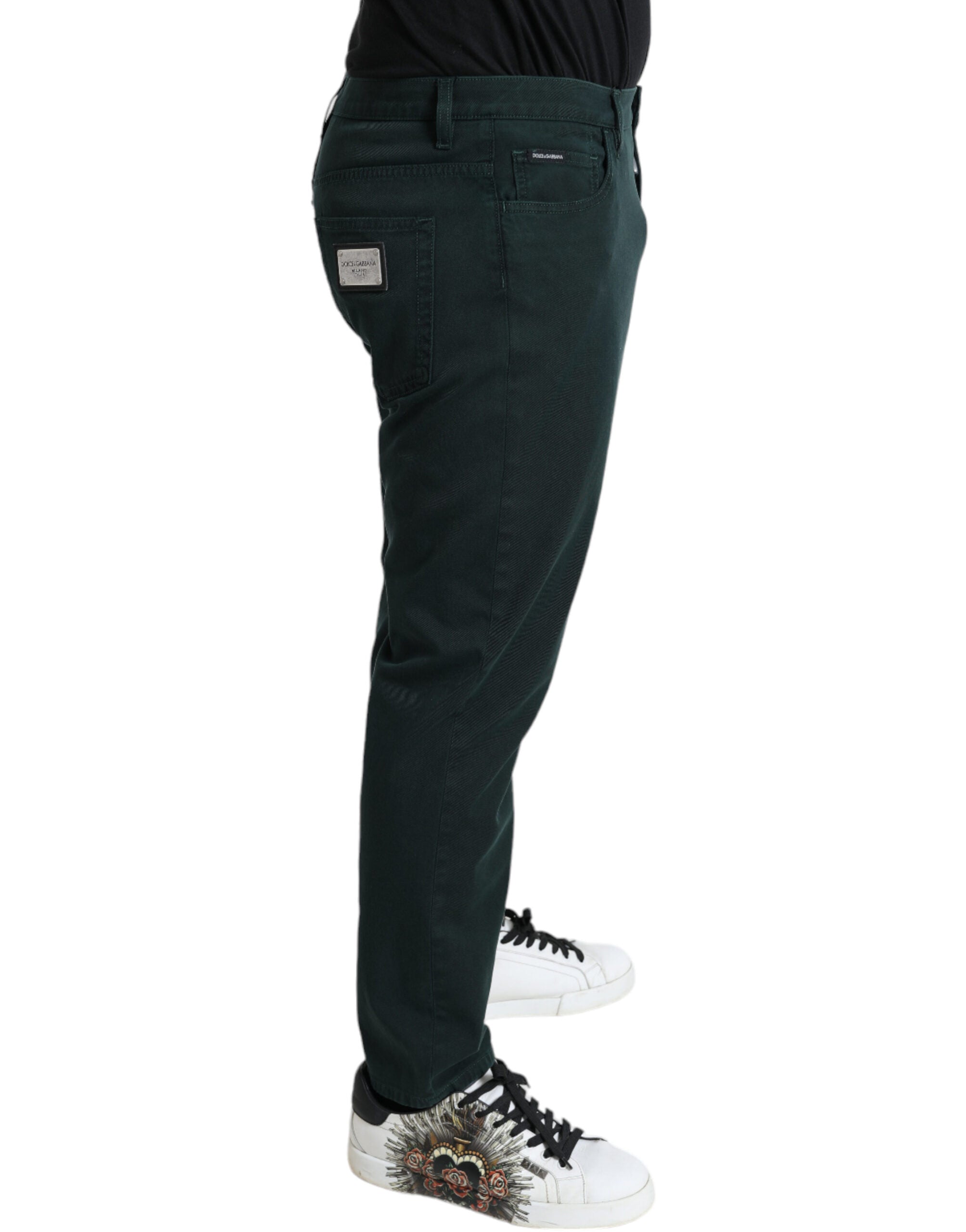 Dolce & Gabbana Grüne Baumwoll-Stretch-Skinny-Denim-Jeans für Männer