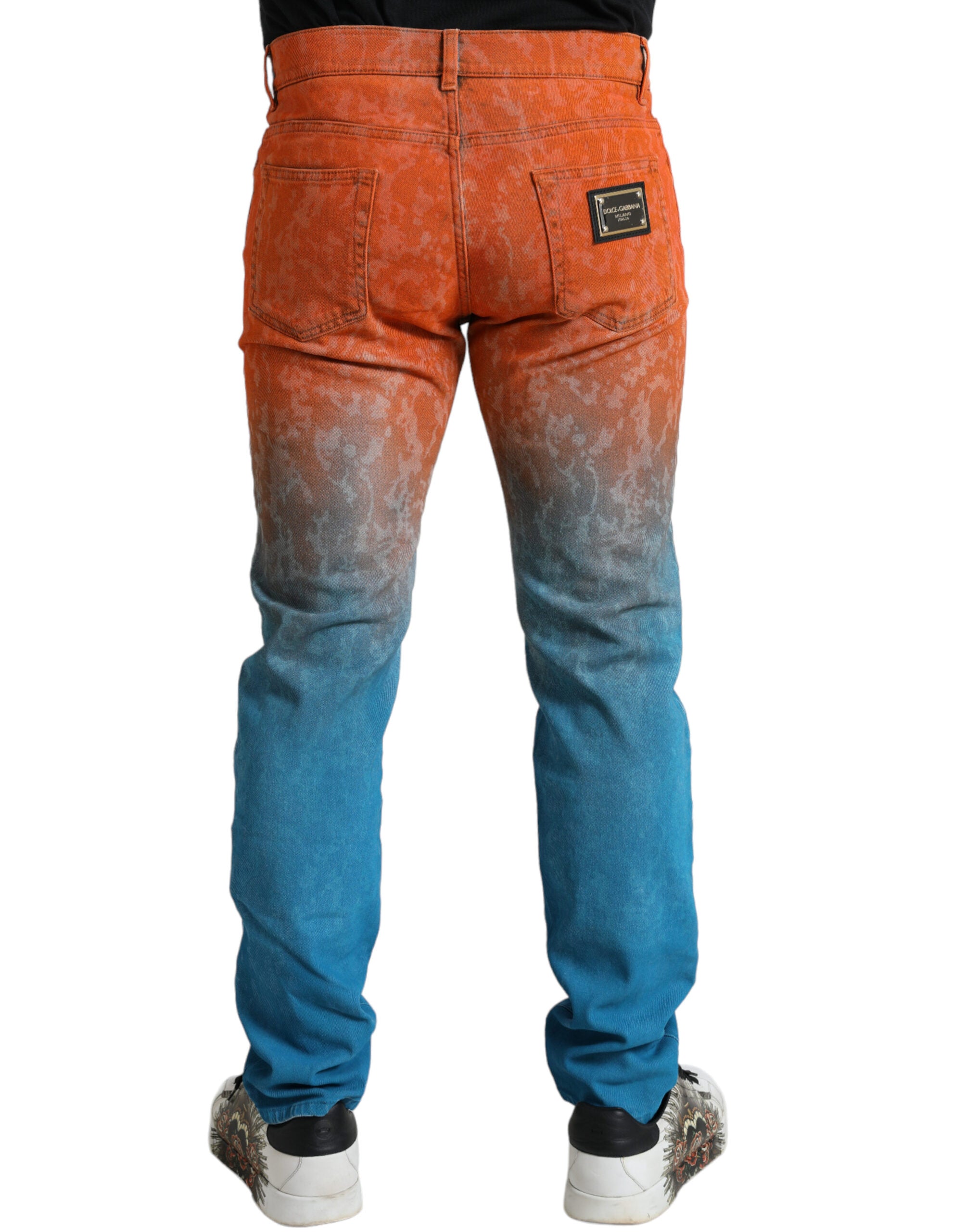 Dolce & Gabbana Multicolor Ombre Baumwolle Slim Fit Denim Jeans