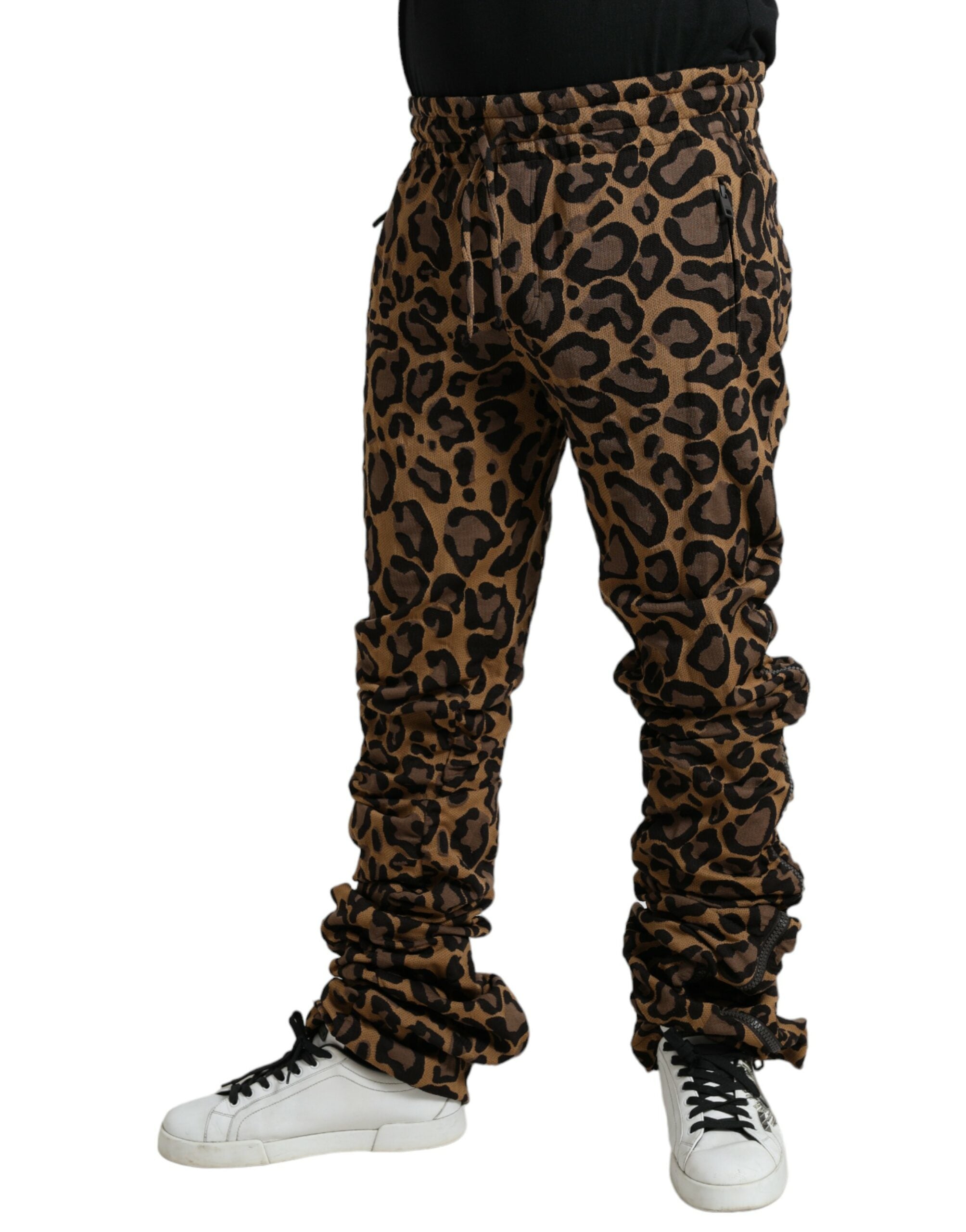 Dolce & Gabbana Braune Leopard-Jacquard-Joggerhose
