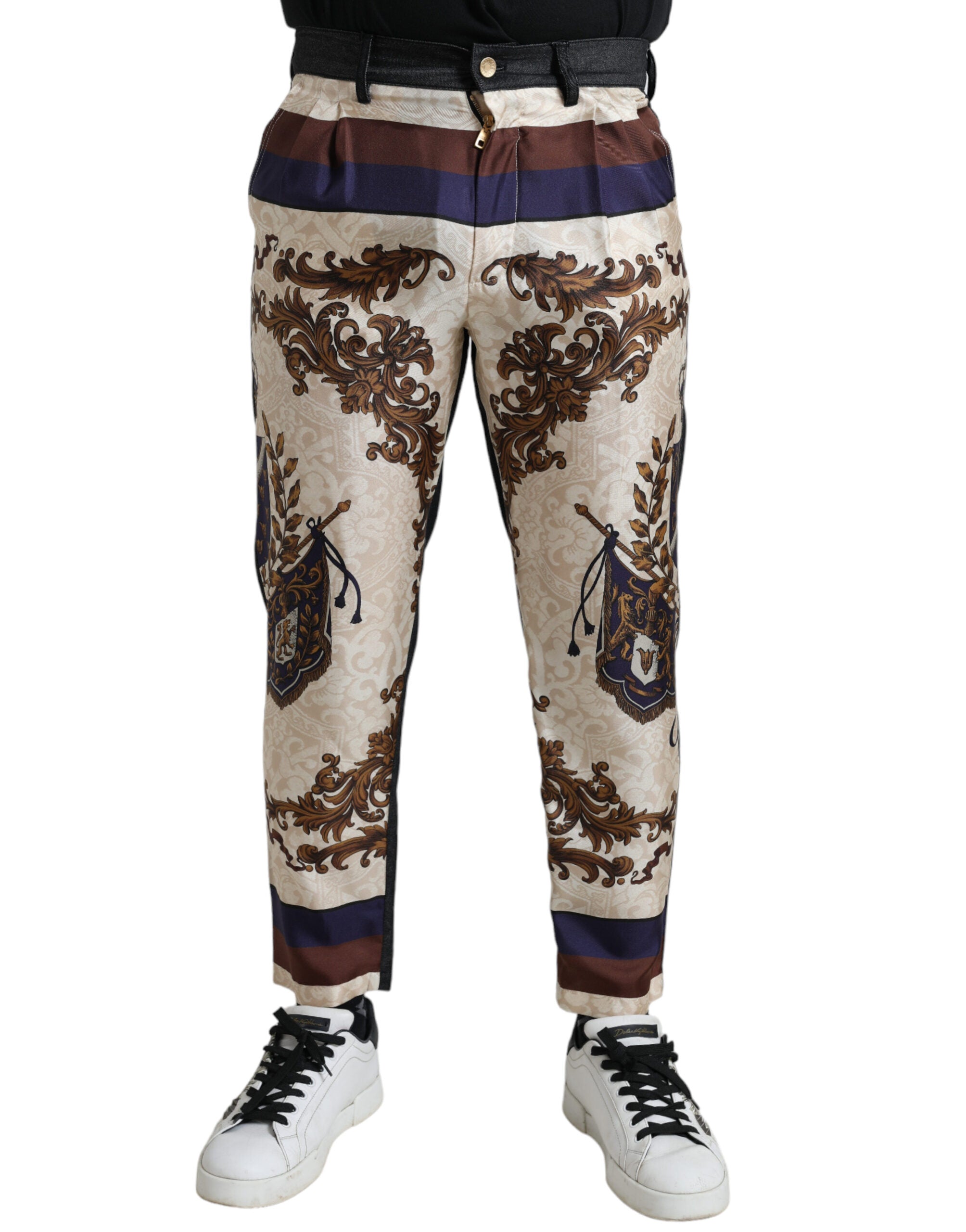 Dolce & Gabbana Multicolor Heraldic Skinny Herrenhose