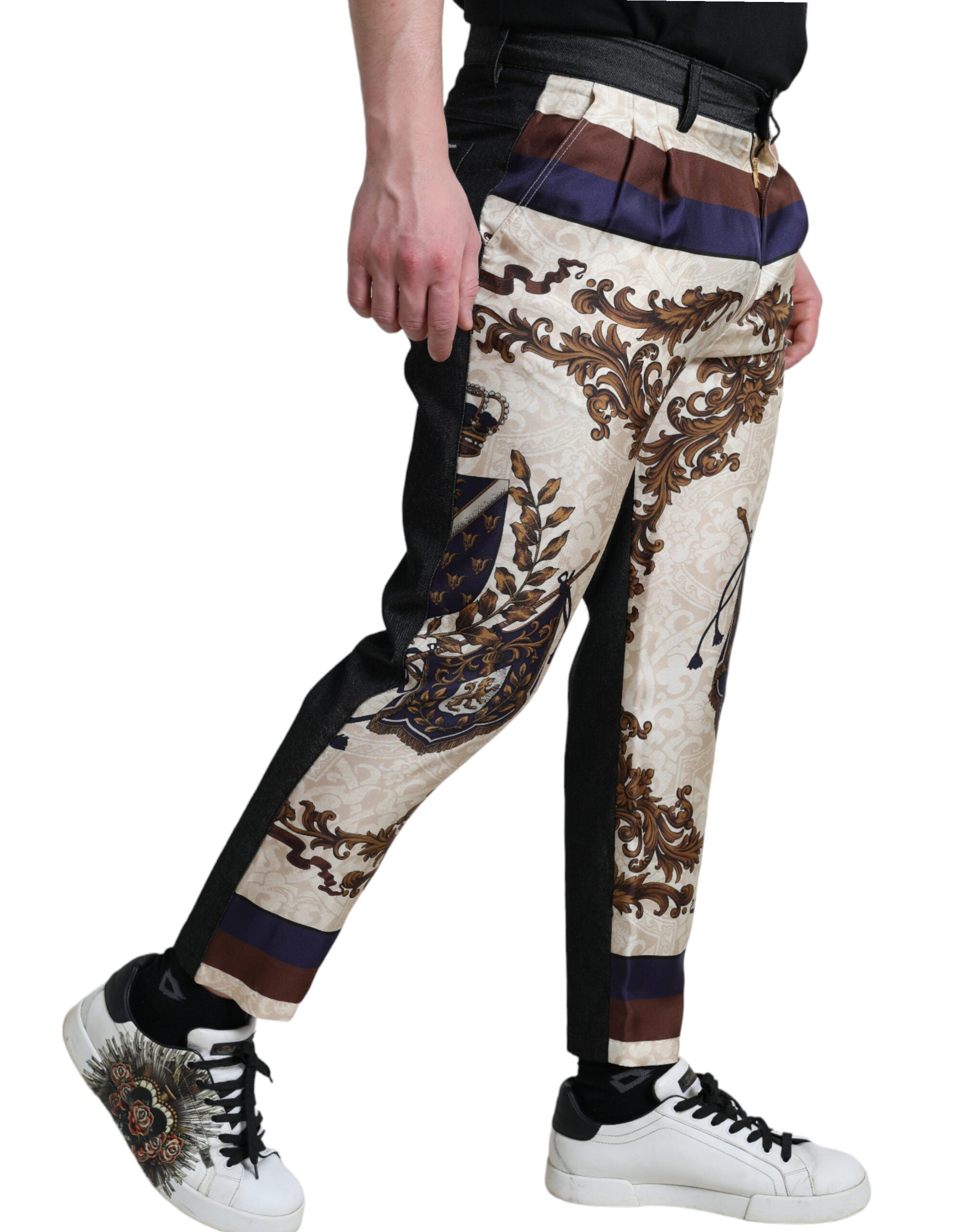 Dolce & Gabbana Multicolor Heraldic Skinny Herrenhose