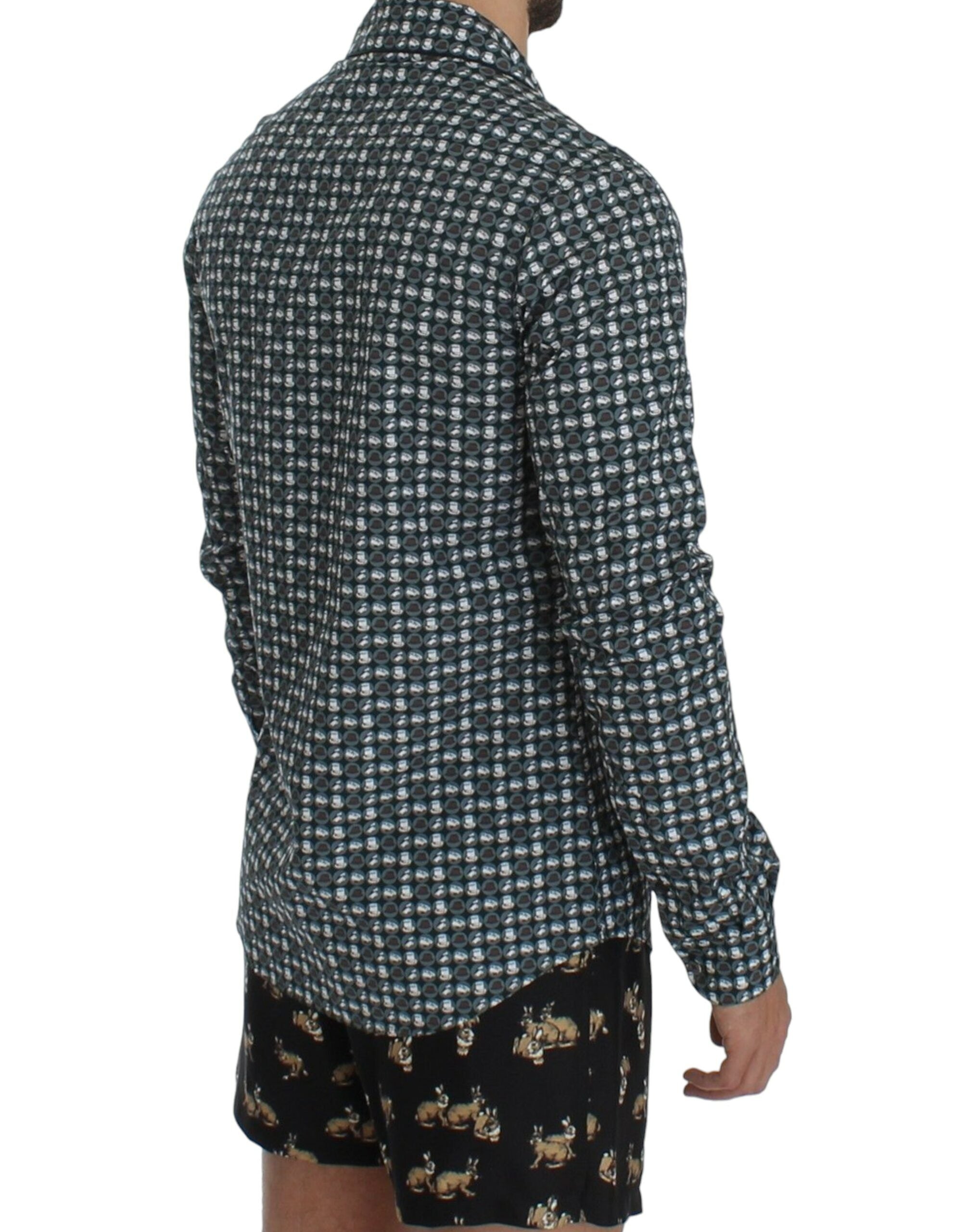 Dolce & Gabbana Grüner Hut Druck Baumwolle Pyjama Shirt Nachtwäsche