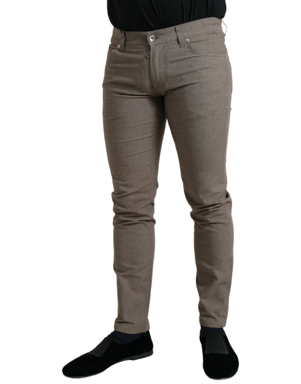 Dolce & Gabbana Braune Baumwoll-Stretch-Skinny-Hose für Männer