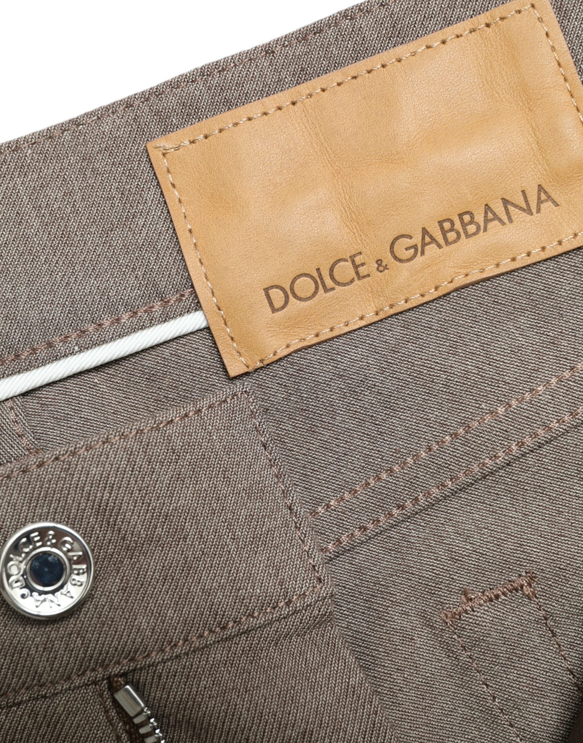 Dolce & Gabbana Braune Baumwoll-Stretch-Skinny-Hose für Männer