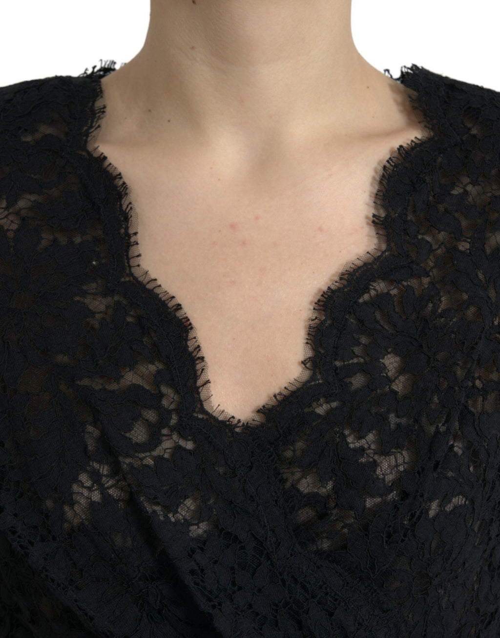 Dolce & Gabbana Schwarzes Bodycon-Mini-Kleid aus Baumwolle mit Spitze