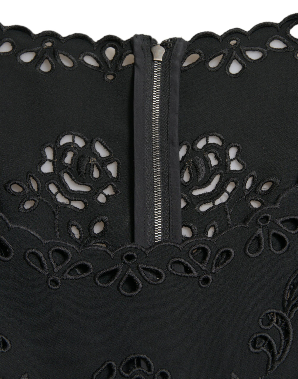 Dolce & Gabbana Schwarzes Viskose-Bodycon-Kleid mit floraler Spitze