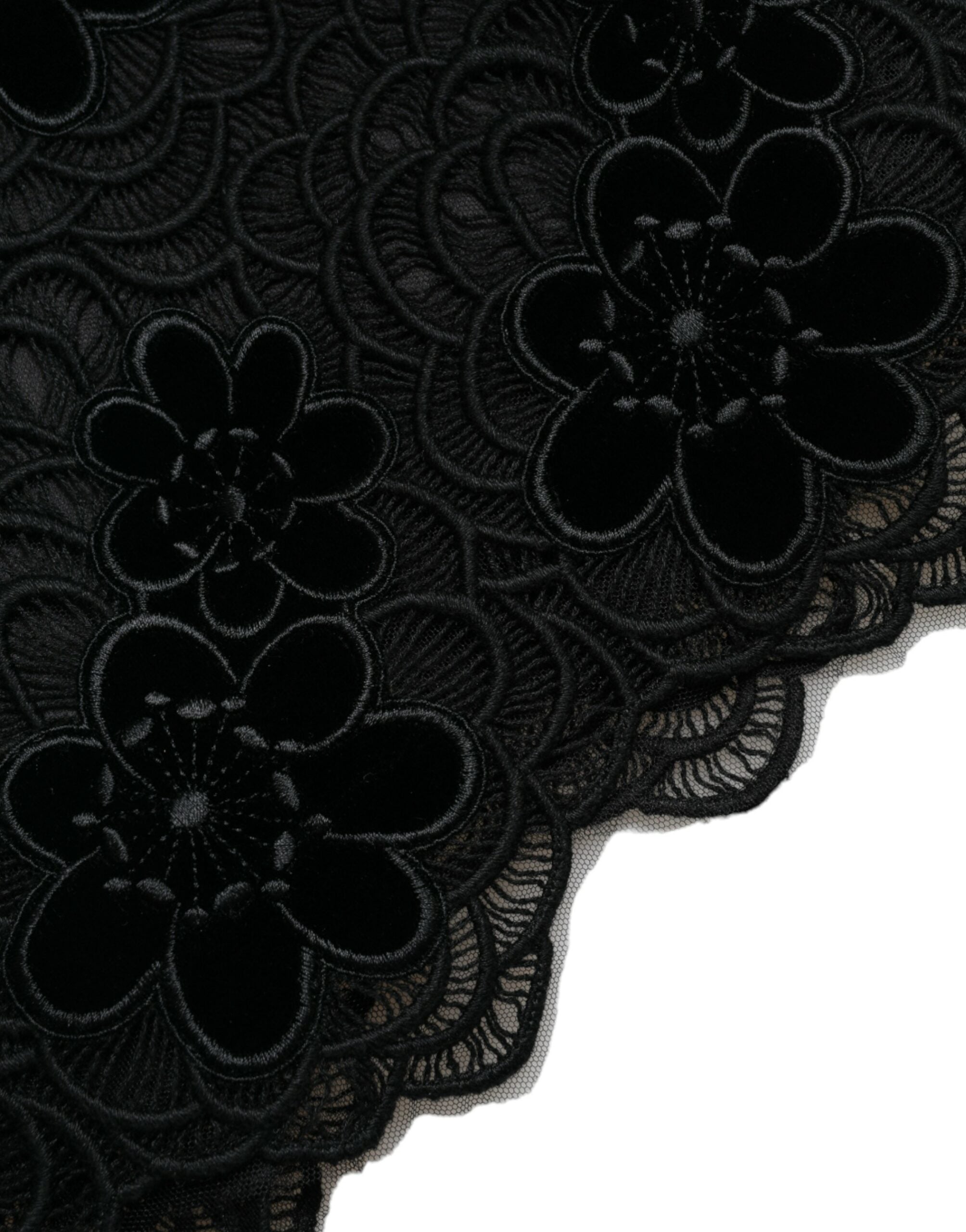 Dolce & Gabbana Schwarzes Bodycon-Kleid aus Baumwolle mit floraler Spitze