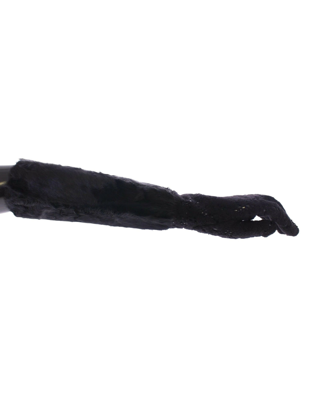Dolce & Gabbana Schwarze Spitze Wolle Lammfell Pelz Ellenbogenhandschuhe