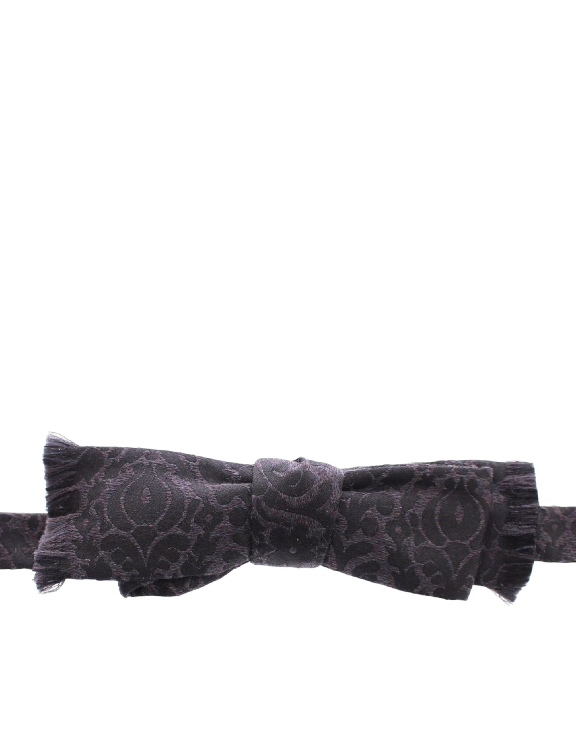 Dolce & Gabbana Graue Seidenfliege aus schwarzer Wolle