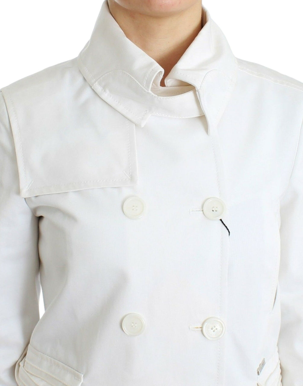 GF Ferre Weiße doppelreihige Jacke Mantel Blazer