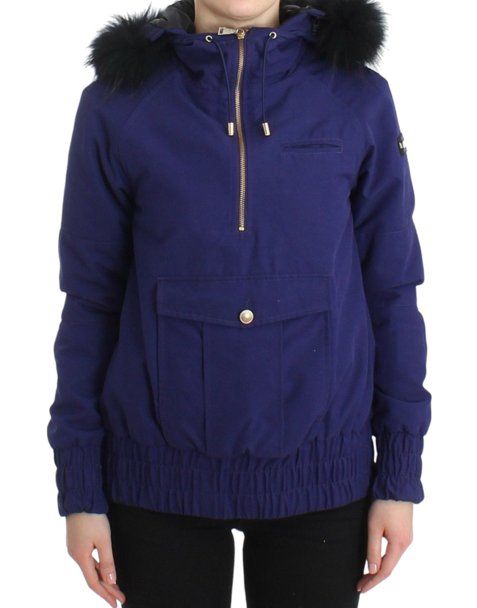GF Ferre Blaue wattierte Jacke mit Kapuze Kurz K-Way