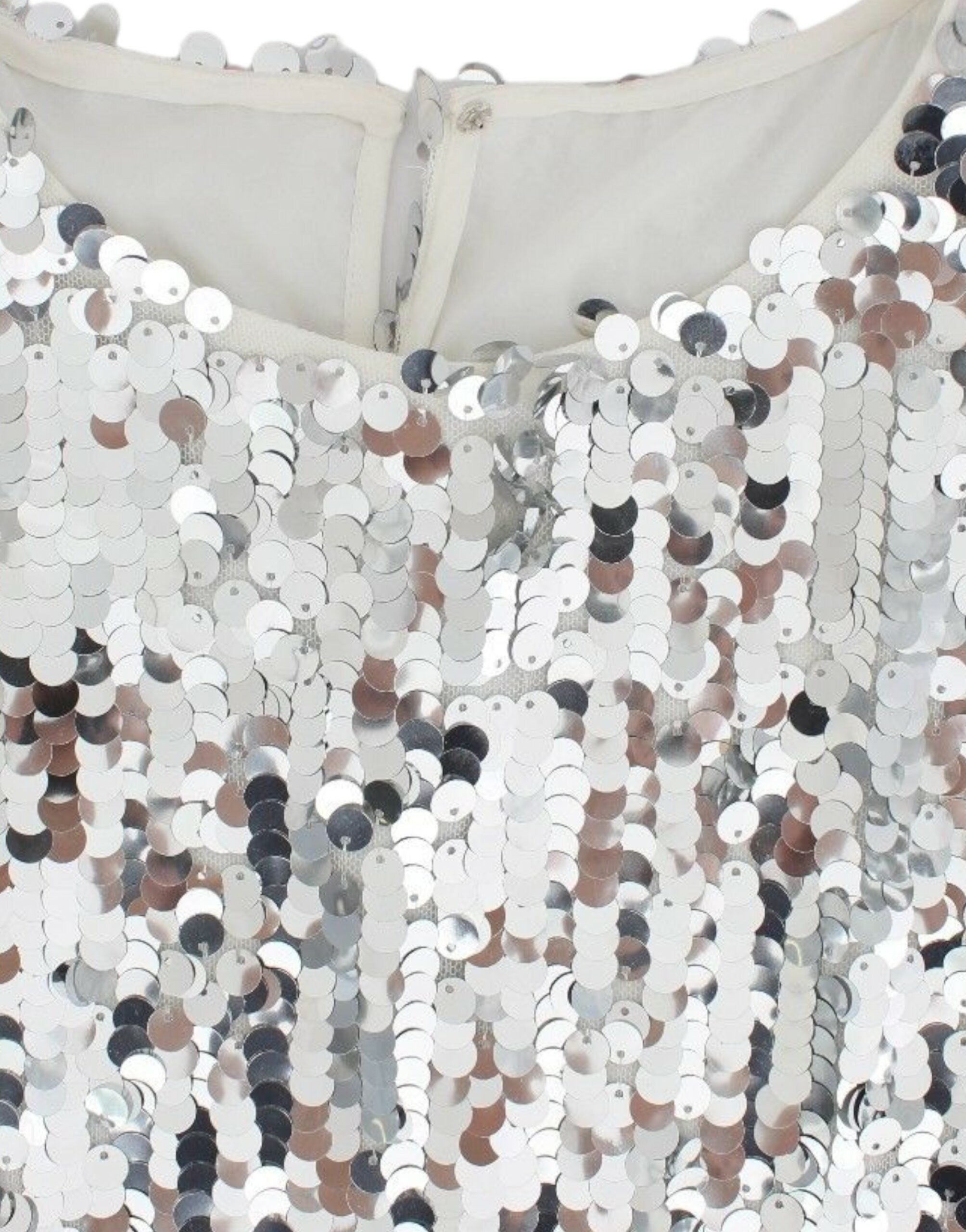 Dolce & Gabbana Silberne paillettenbesetzte Bluse mit Rundhalsausschnitt T-shirt Top