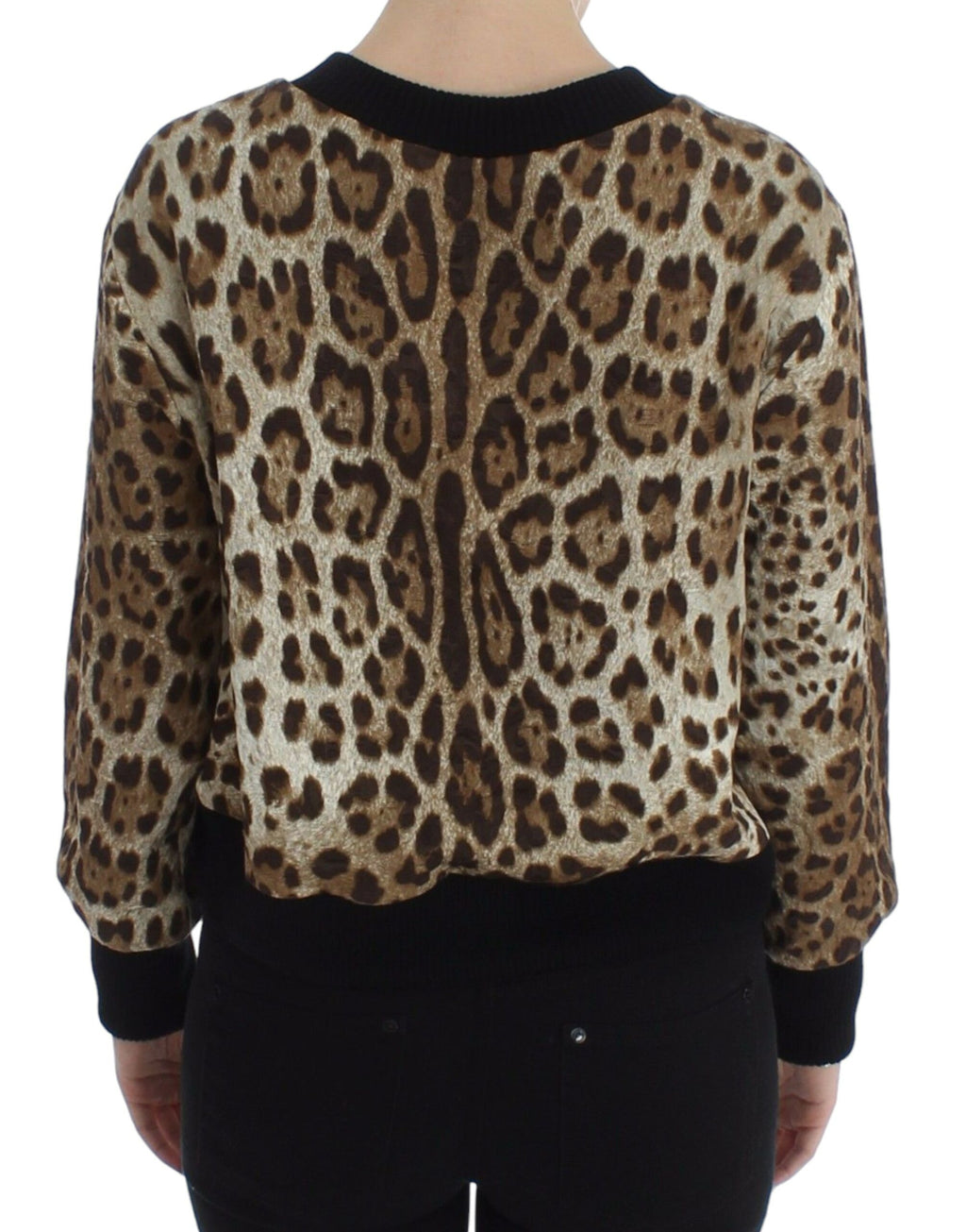 Dolce & Gabbana Kurzer Pullover mit Leopardenmuster und Rundhalsausschnitt