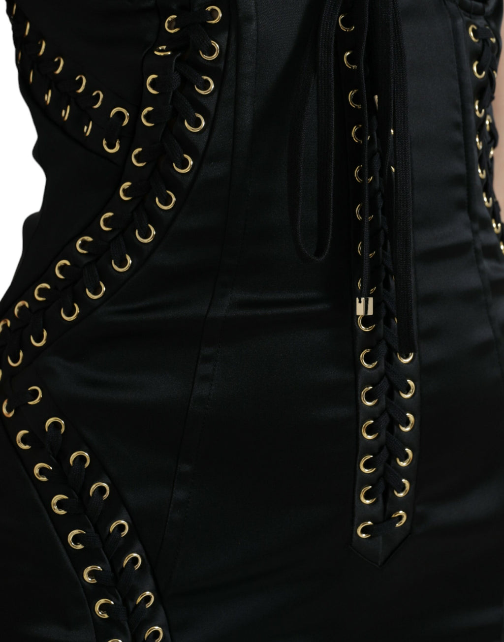 Dolce & Gabbana Schwarzes Bustier Korsett Spitze Bodycon Midikleid