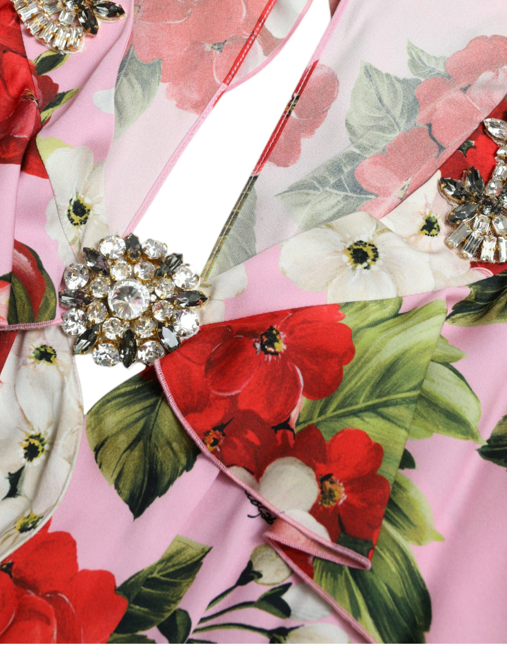 Dolce & Gabbana Multicolor Floral Crystal verschönertes A-Linien-Kleid