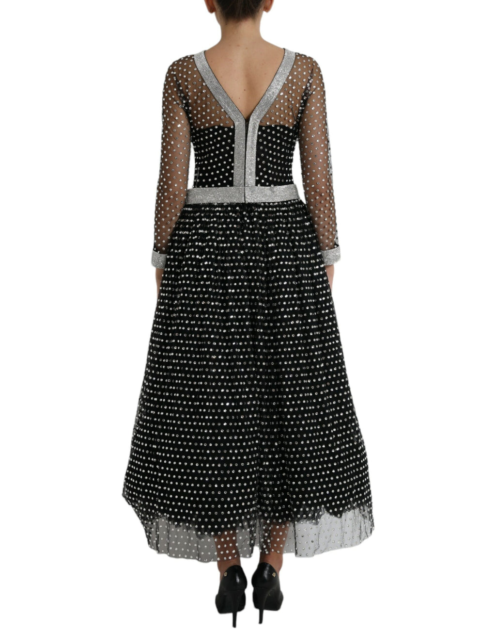 Dolce & Gabbana Schwarzes kristallverziertes Kleid in A-Linie