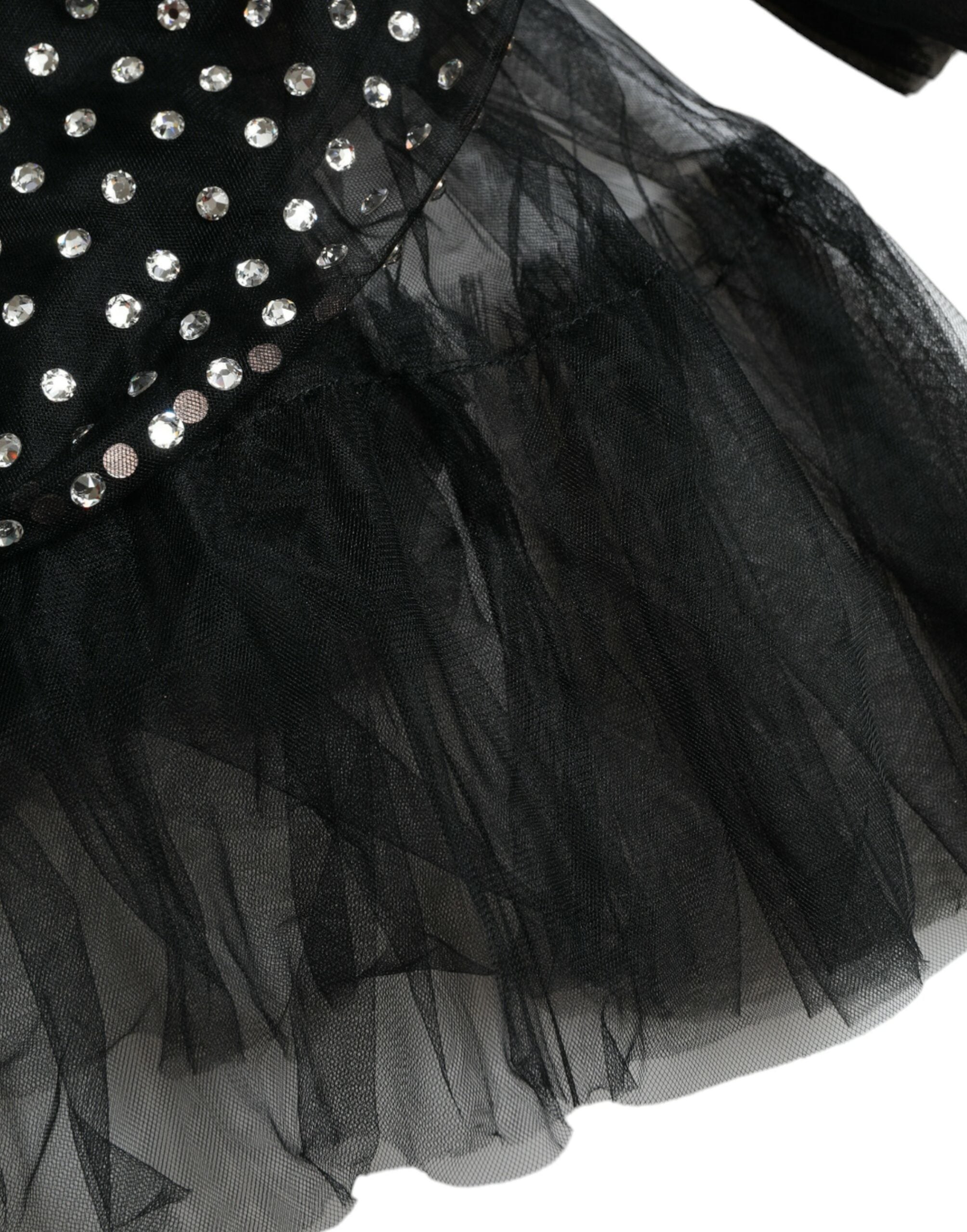 Dolce & Gabbana Schwarzes kristallverziertes Kleid in A-Linie