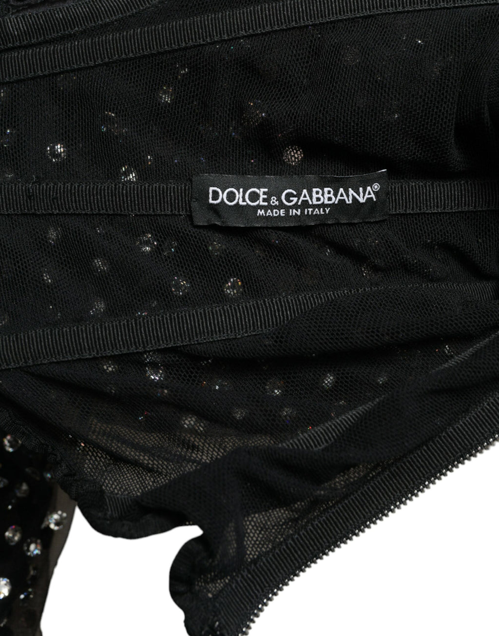 Dolce & Gabbana Schwarzes kristallverziertes Kleid in A-Linie