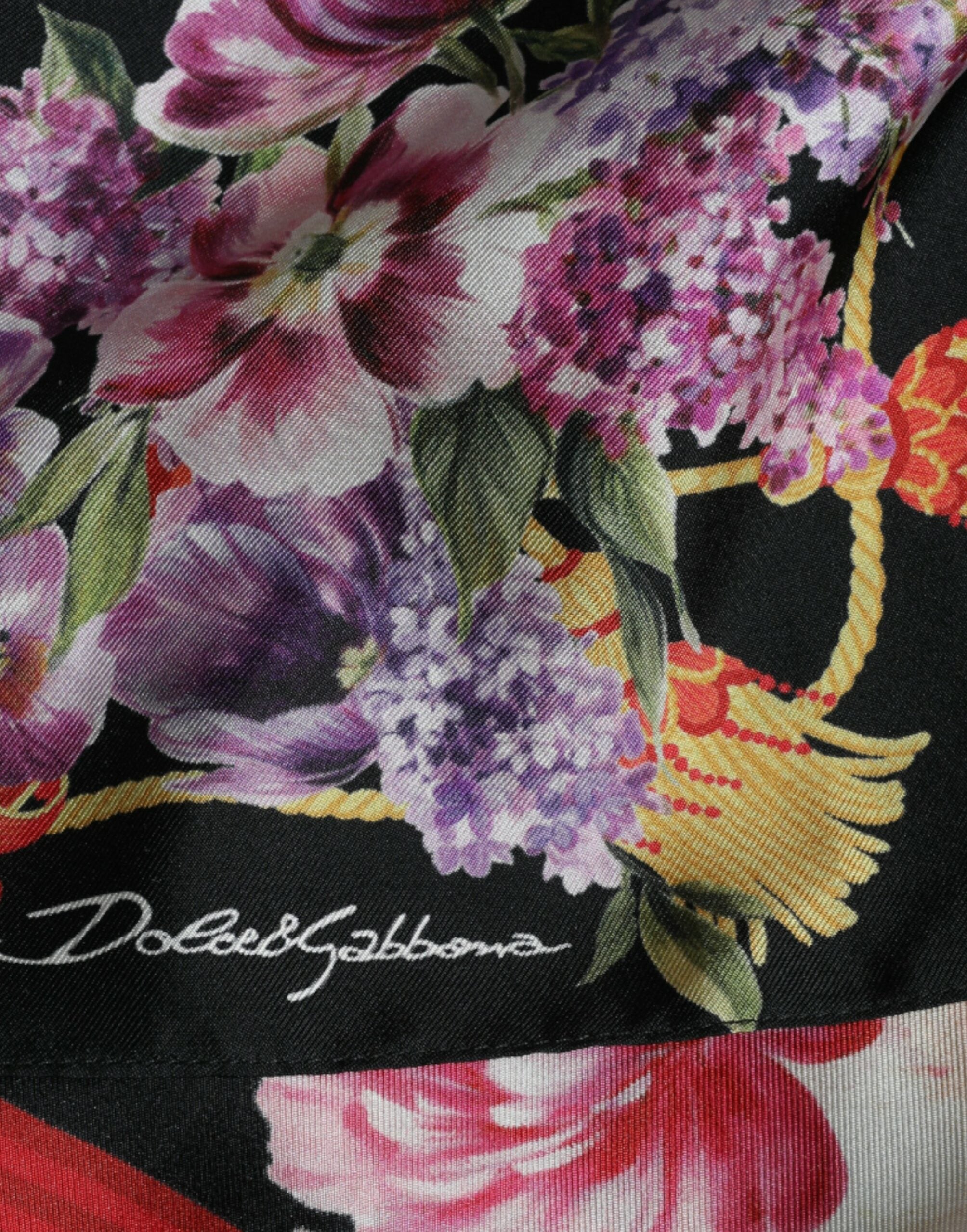 Dolce & Gabbana Kleid aus Seiden-Twill mit mehrfarbigem Blumendruck