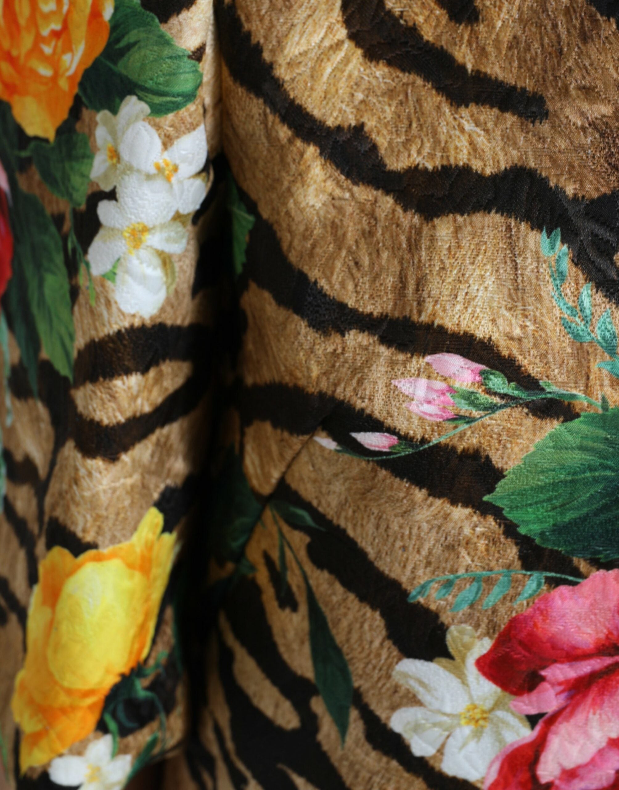 Dolce & Gabbana Multicolor Tiger Floral Print Shift Minikleid